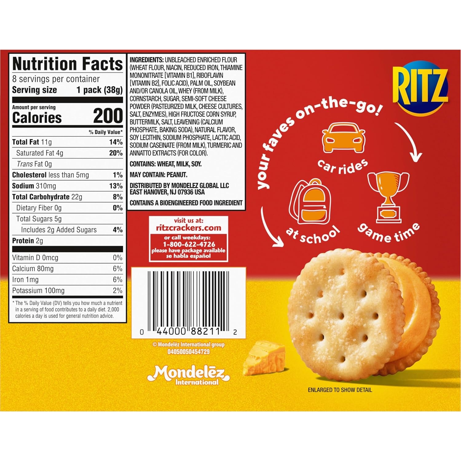 image:imageRITZ Cheese Sandwich Crackers Lunch Snacks 48 Snack Packs 6 Boxes 6 Crackers Per Pack