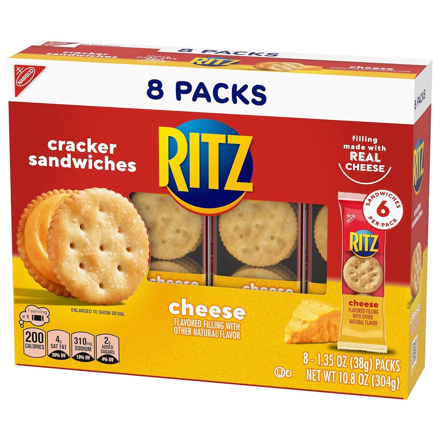image:imageRITZ Cheese Sandwich Crackers Lunch Snacks 8 Snack Packs 6 Crackers Per Pack