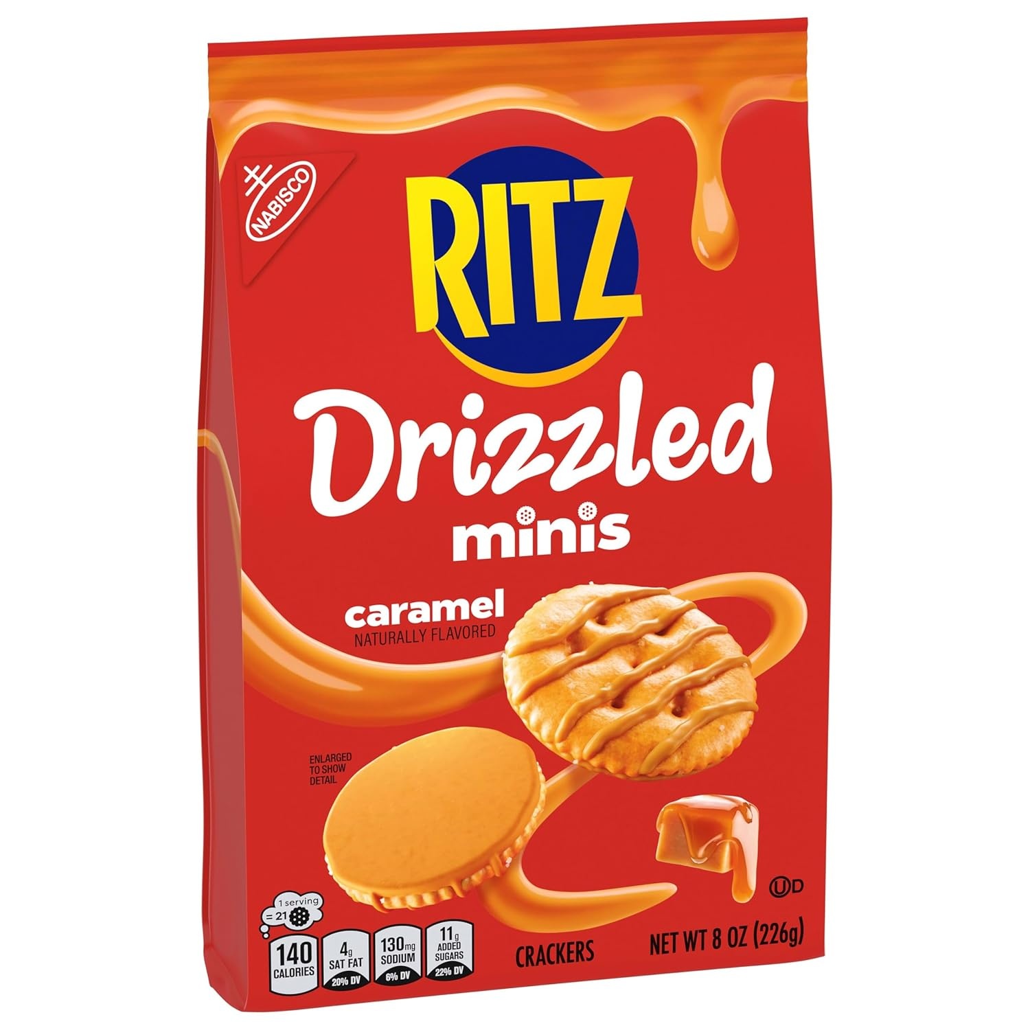 image:imageRITZ Drizzled Minis Caramel Crackers Snacks for Kids and Adults Party Snacks 8 oz