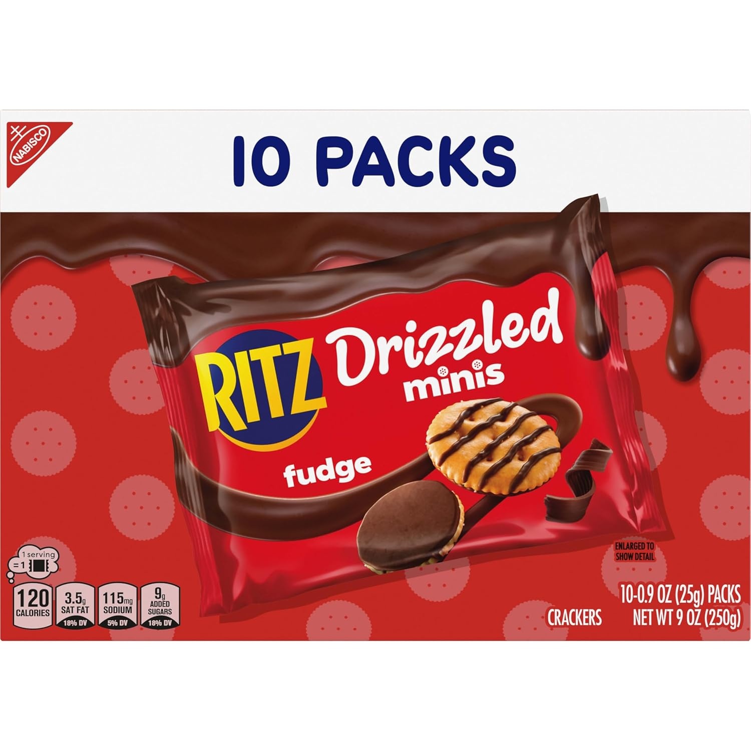 image:imageRITZ Drizzled Minis Fudge Crackers Lunch Snacks for Kids and Adults 10 Snack Packs9 Ounce Pack of 1