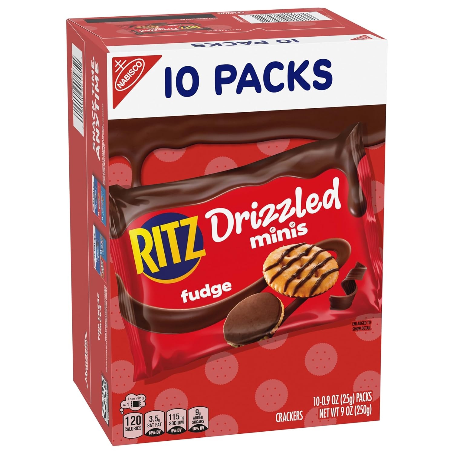 image:imageRITZ Drizzled Minis Fudge Crackers Lunch Snacks for Kids and Adults 10 Snack Packs9 Ounce Pack of 1