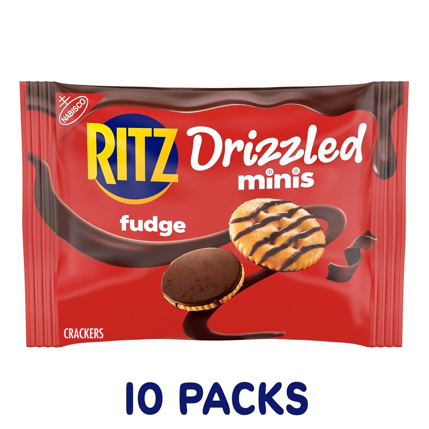 image:imageRITZ Drizzled Minis Fudge Crackers Lunch Snacks for Kids and Adults 10 Snack Packs9 Ounce Pack of 1