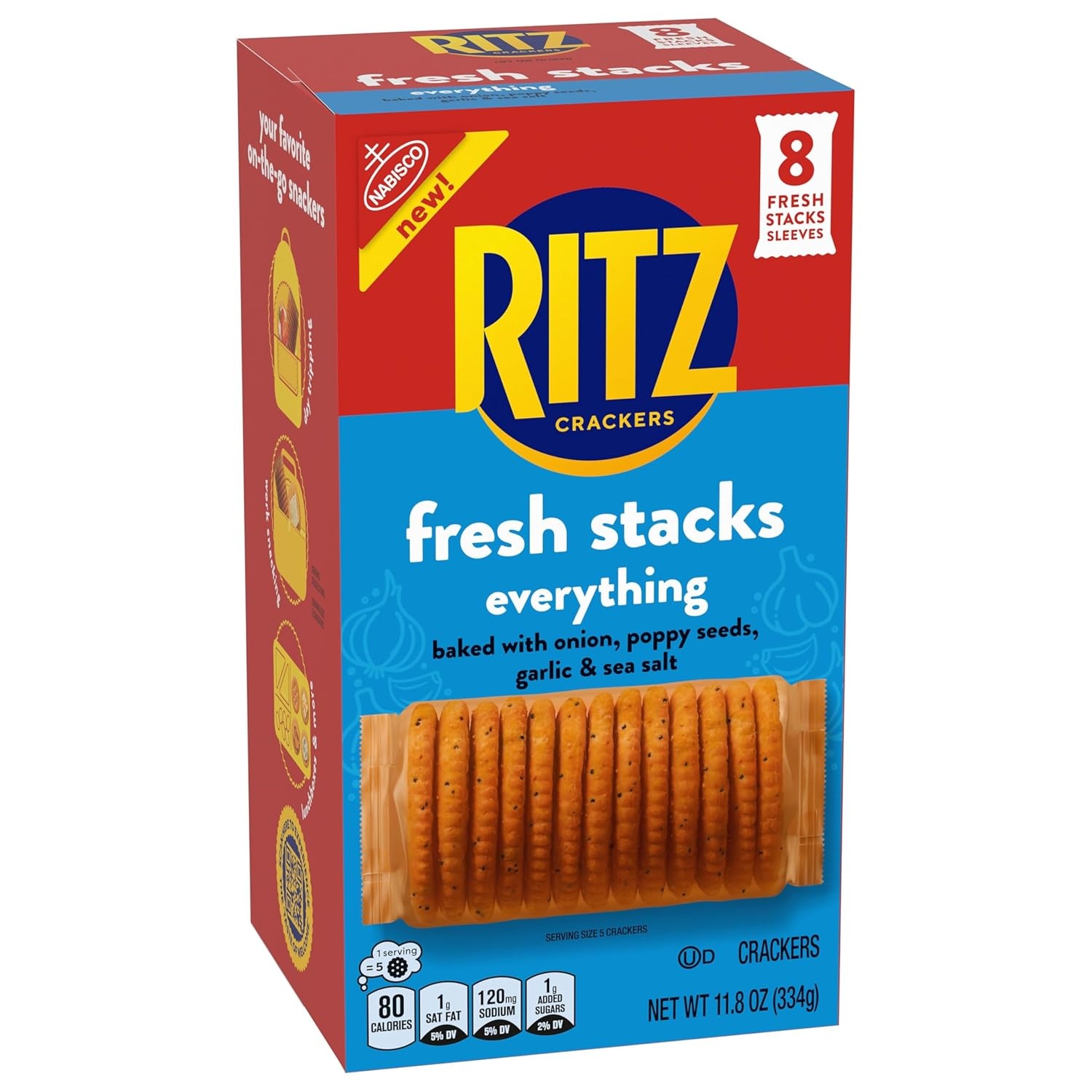 image:imageRITZ Fresh Stacks Everything Crackers Bulk Travel Snacks 6 Boxes 48 Multi Snack Packs