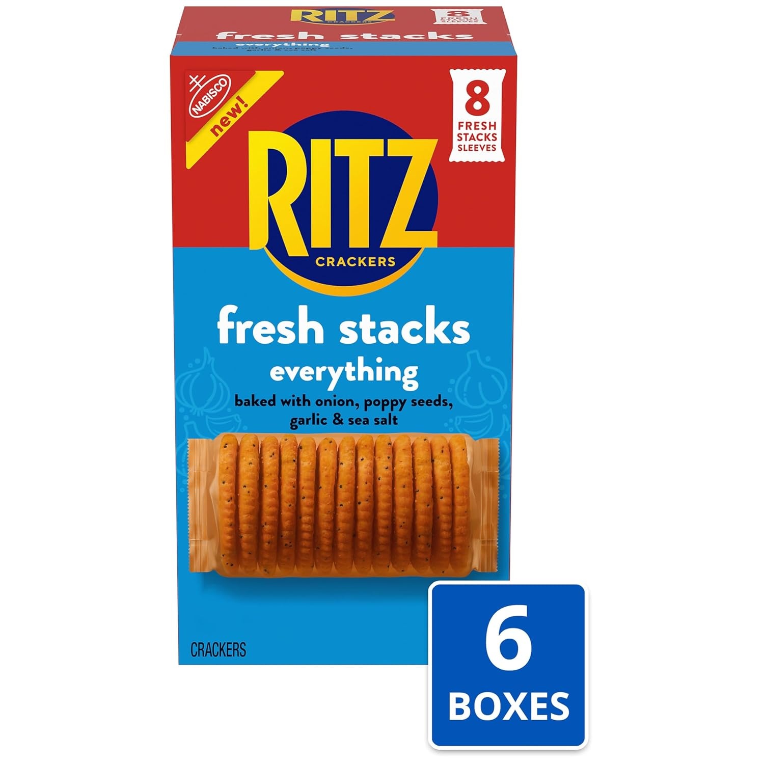 image:imageRITZ Fresh Stacks Everything Crackers Bulk Travel Snacks 6 Boxes 48 Multi Snack Packs