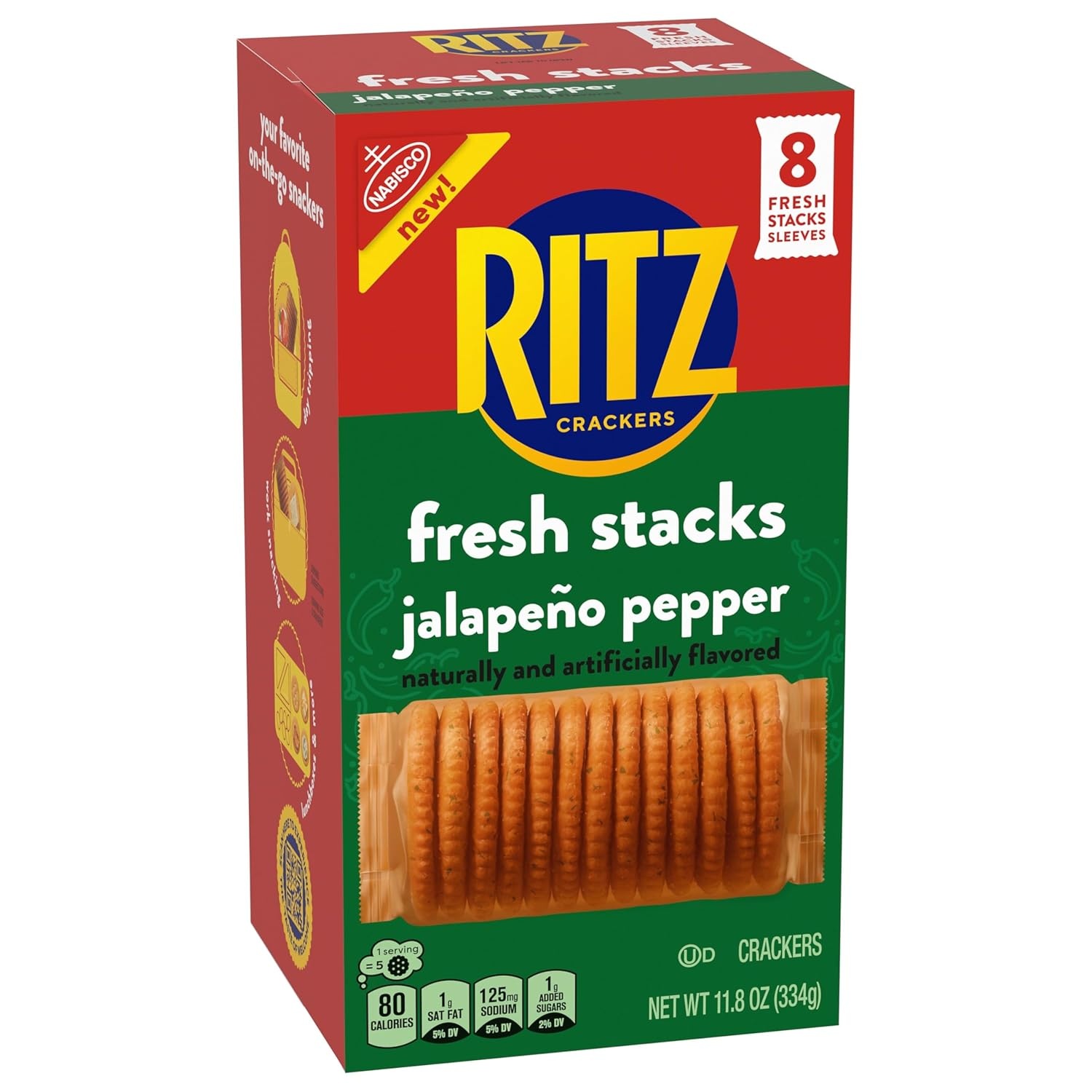 image:imageRITZ Fresh Stacks Jalapeno Pepper Crackers Bulk Travel Snacks 6 Boxes 48 Multi Snack Packs