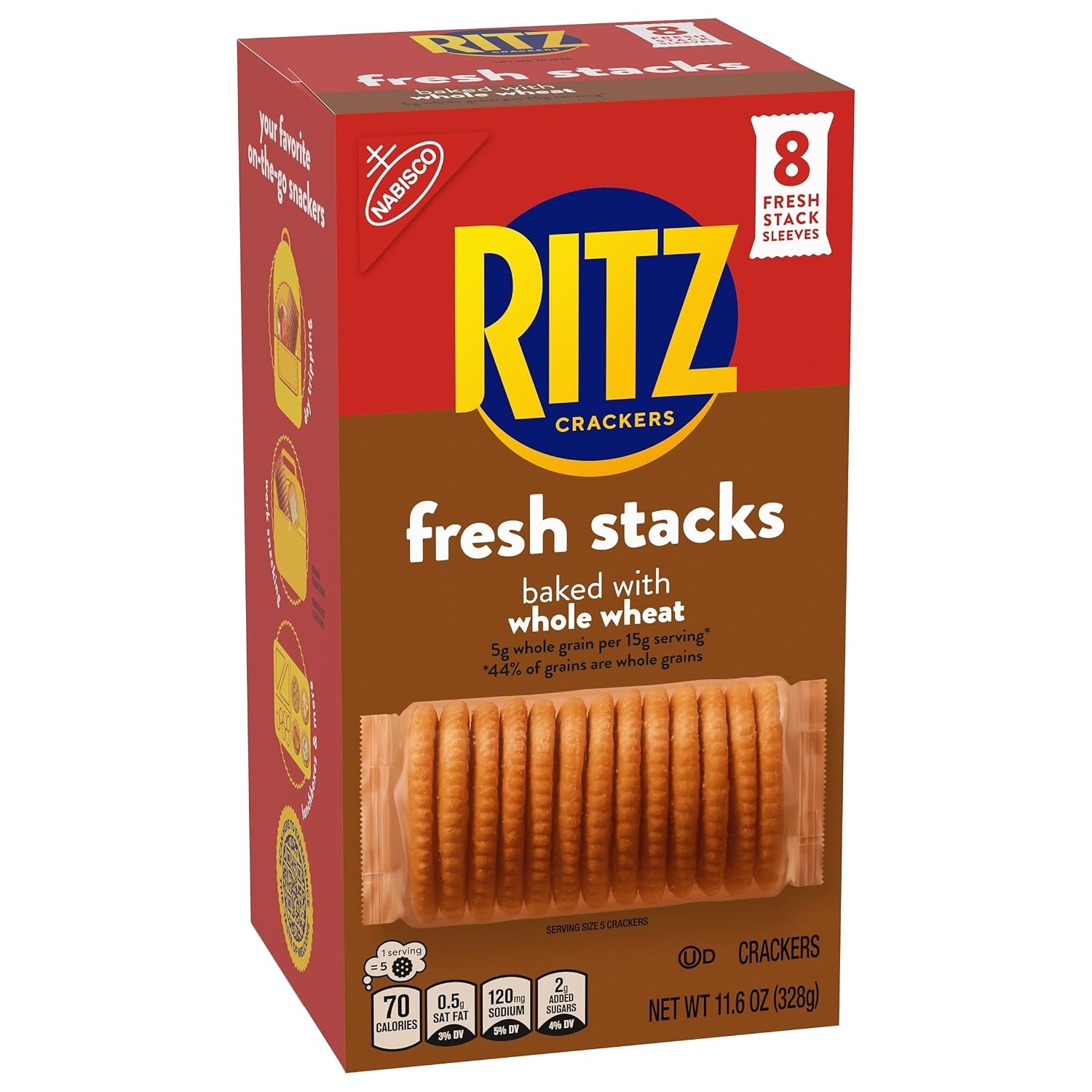 image:imageRITZ Fresh Stacks Original Crackers Bulk Travel Snacks Family Size 6 Boxes 72 Multi Snack PacksWhole Wheat