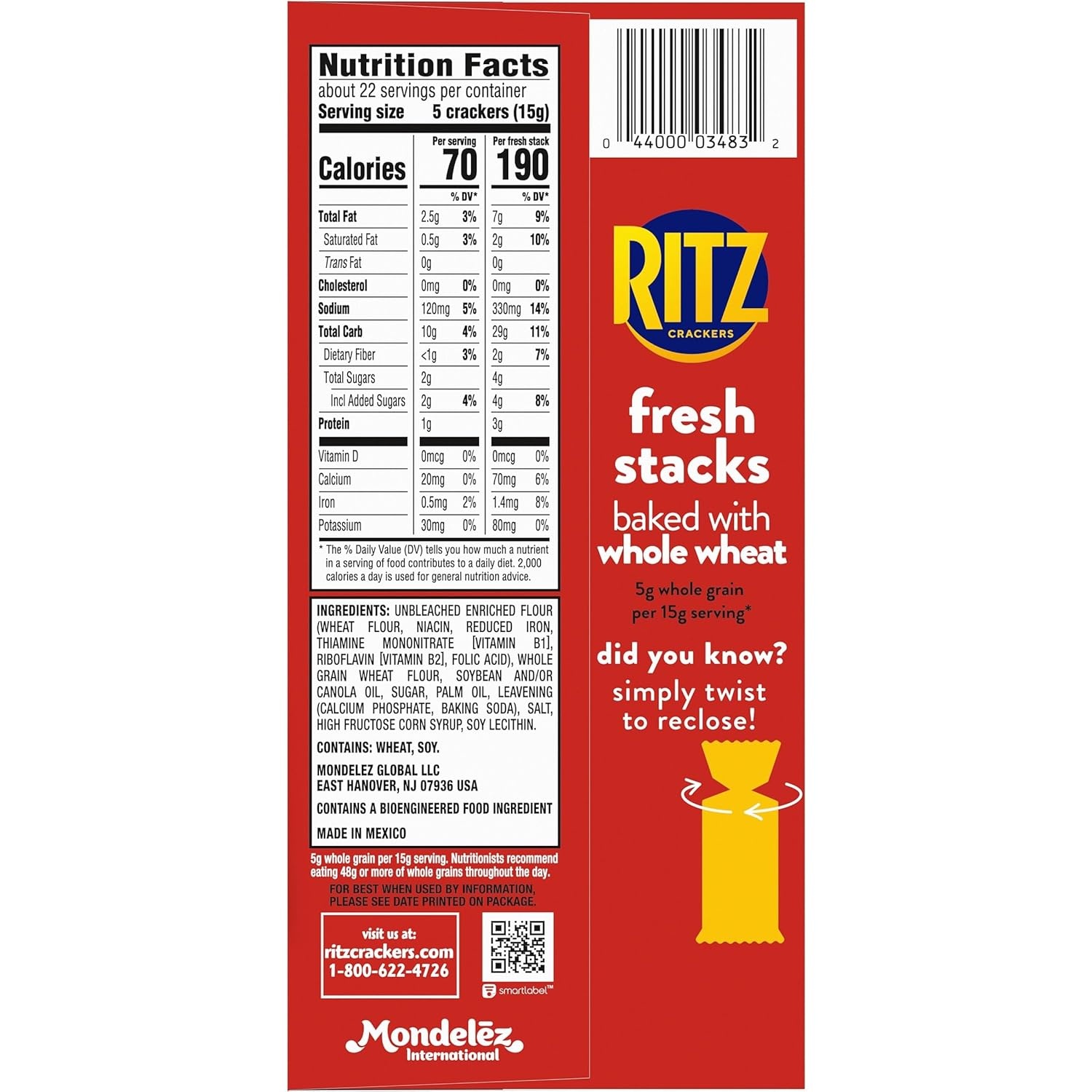 image:imageRITZ Fresh Stacks Original Crackers Bulk Travel Snacks Family Size 6 Boxes 72 Multi Snack PacksWhole Wheat