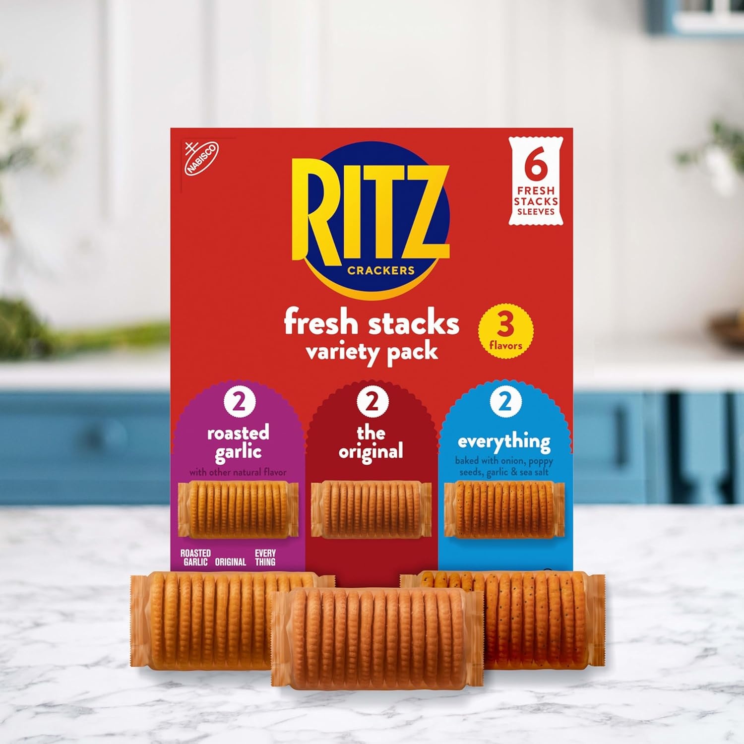 image:imageRITZ Fresh Stacks Original Everything and Garlic Butter Crackers Variety Pack Bulk Travel Snacks 6 Boxes 36 Multi Snack Packs