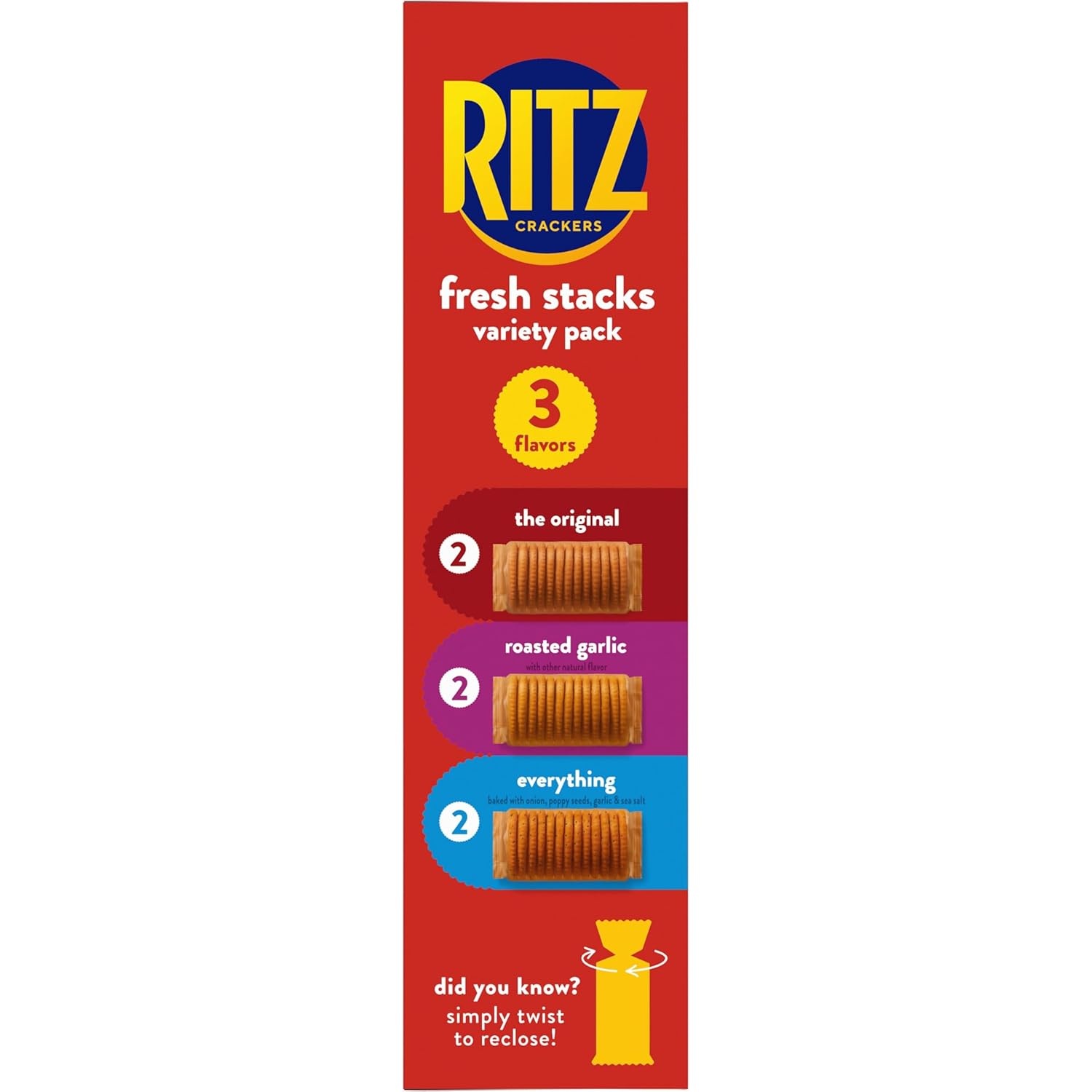 image:imageRITZ Fresh Stacks Original Everything and Garlic Butter Crackers Variety Pack Bulk Travel Snacks 6 Boxes 36 Multi Snack Packs