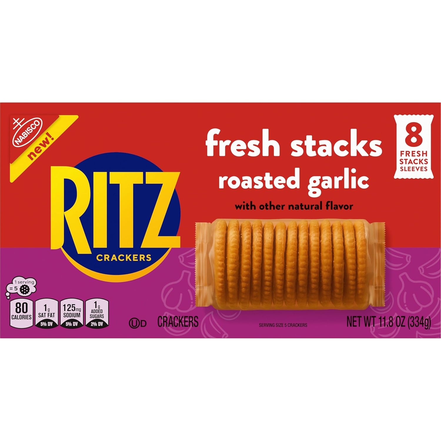 image:imageRITZ Fresh Stacks Roasted Garlic Crackers Bulk Travel Snacks 6 Boxes 48 Multi Snack Packs