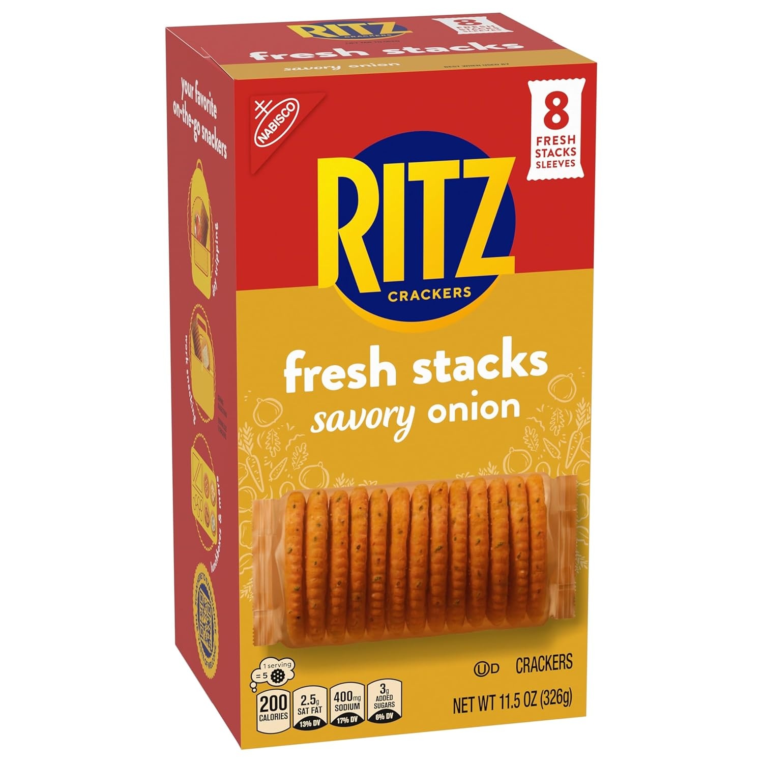 image:imageRITZ Fresh Stacks Savory Onion Crackers Bulk Travel Snacks 6 Boxes 48 Multi Snack Packs