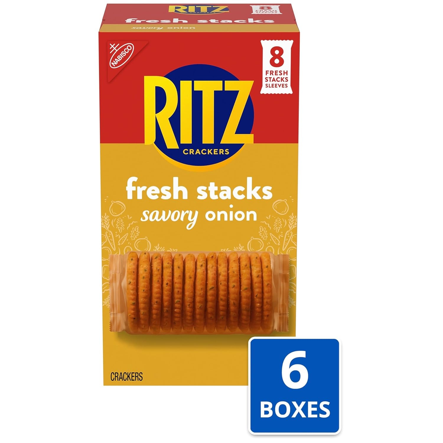 image:imageRITZ Fresh Stacks Savory Onion Crackers Bulk Travel Snacks 6 Boxes 48 Multi Snack Packs