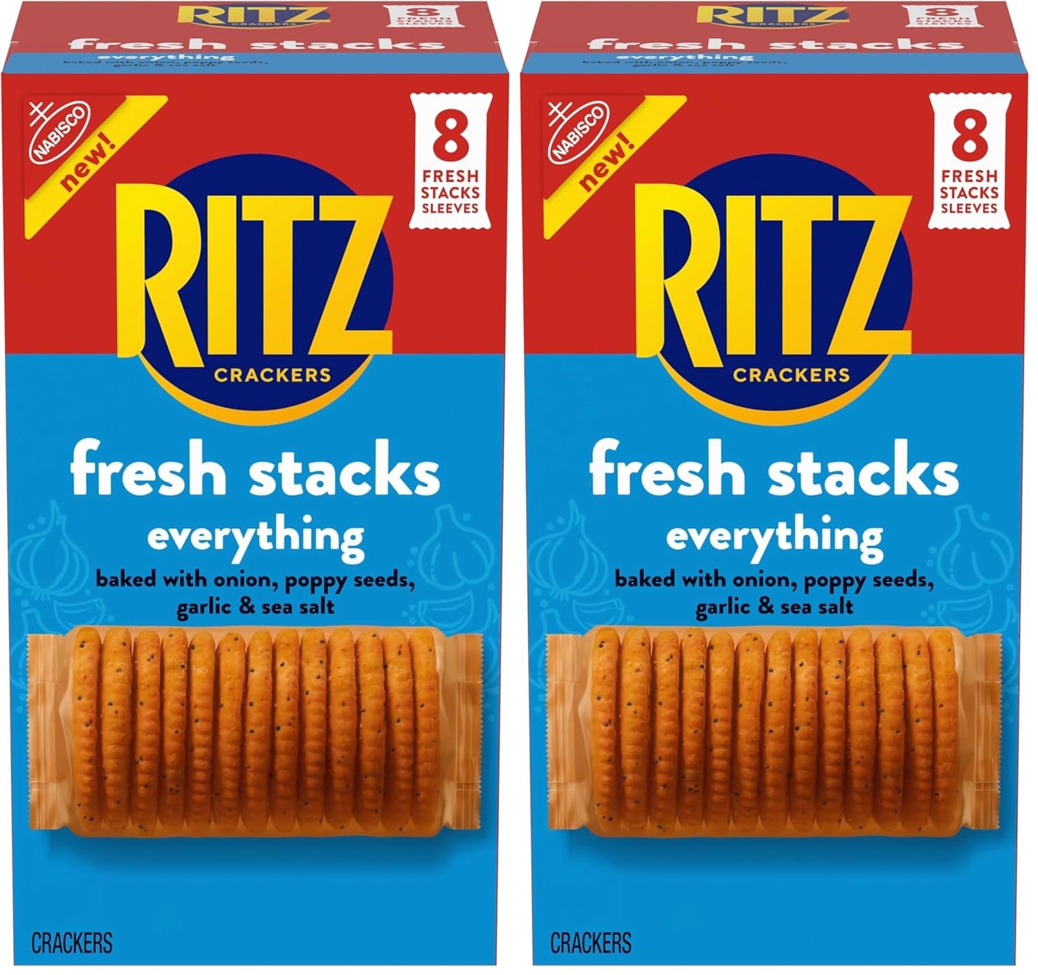 image:imageRITZ Fresh Stacks Savory Onion Crackers Travel Snacks 115 oz 8 Multi Snack PacksEverything