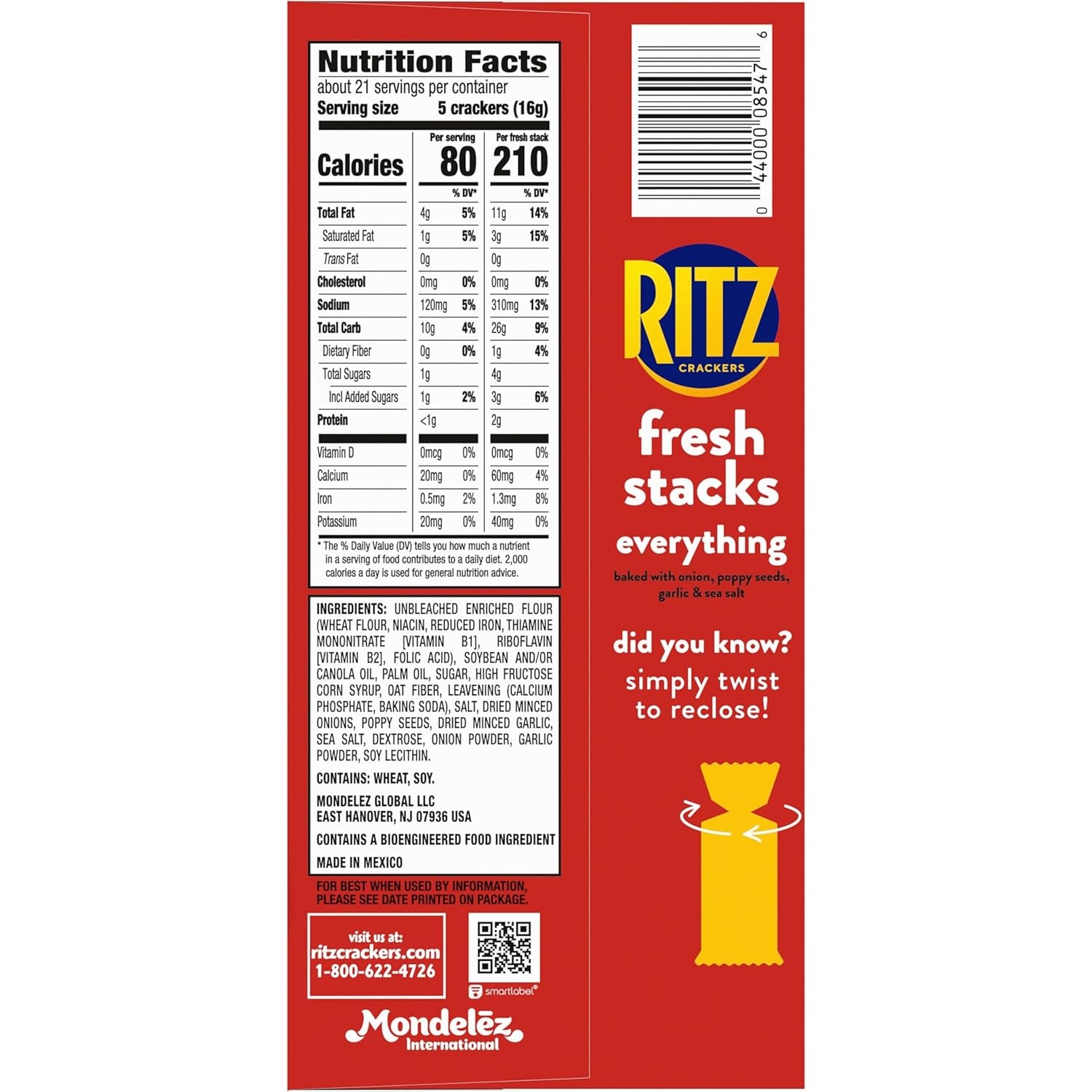 image:imageRITZ Fresh Stacks Savory Onion Crackers Travel Snacks 115 oz 8 Multi Snack PacksEverything