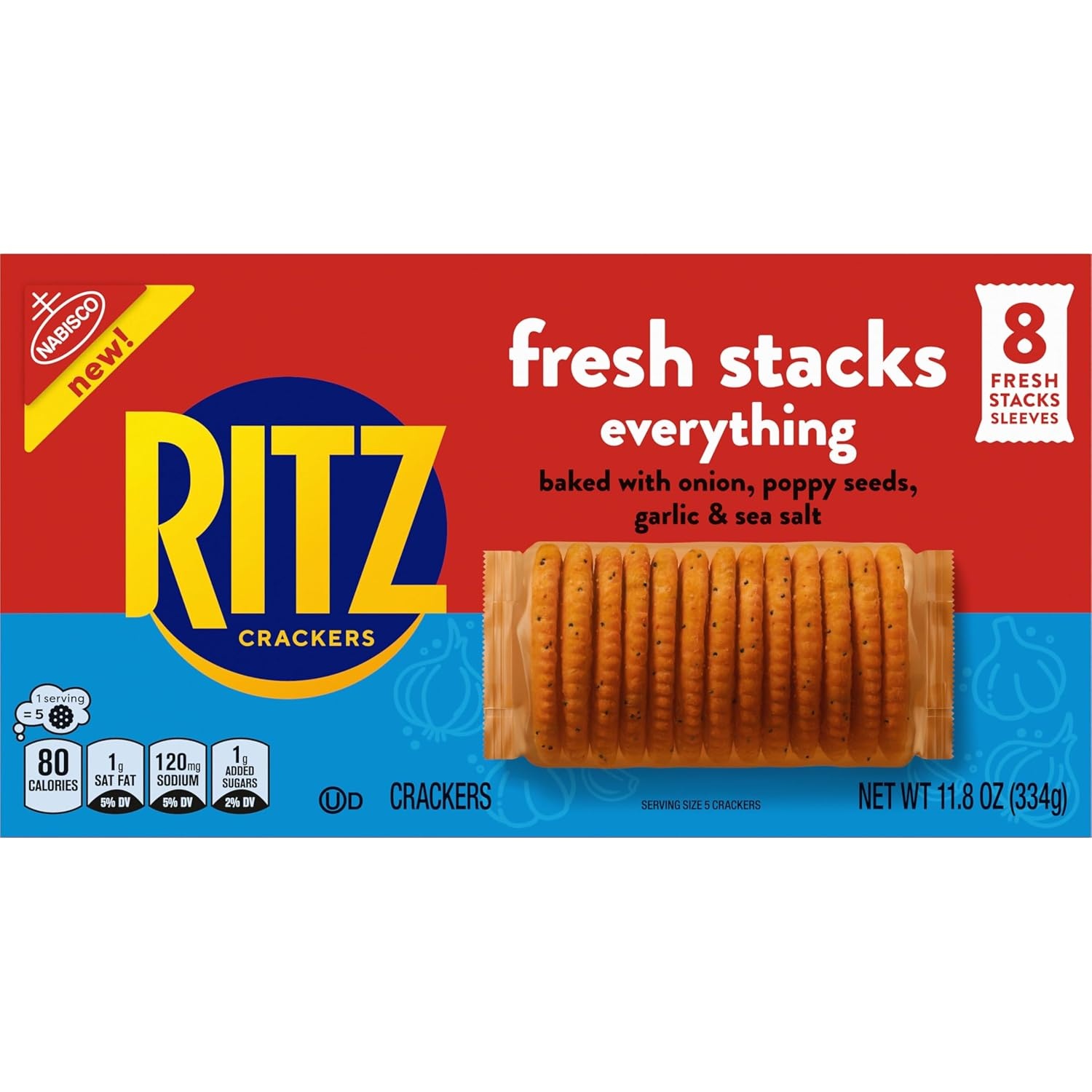 image:imageRITZ Fresh Stacks Savory Onion Crackers Travel Snacks 115 oz 8 Multi Snack PacksEverything