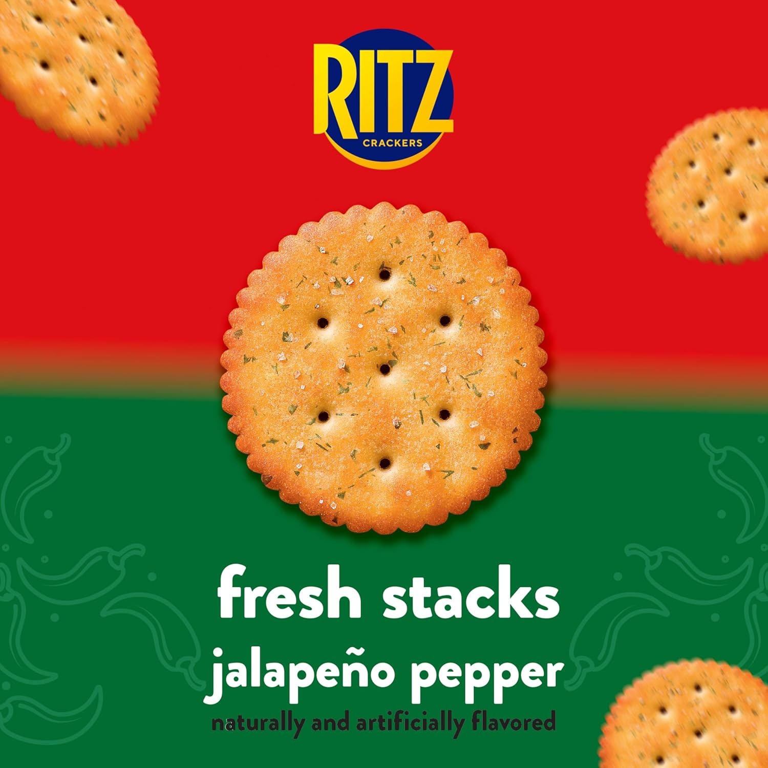 image:imageRITZ Fresh Stacks Savory Onion Crackers Travel Snacks 115 oz 8 Multi Snack PacksJalapeno