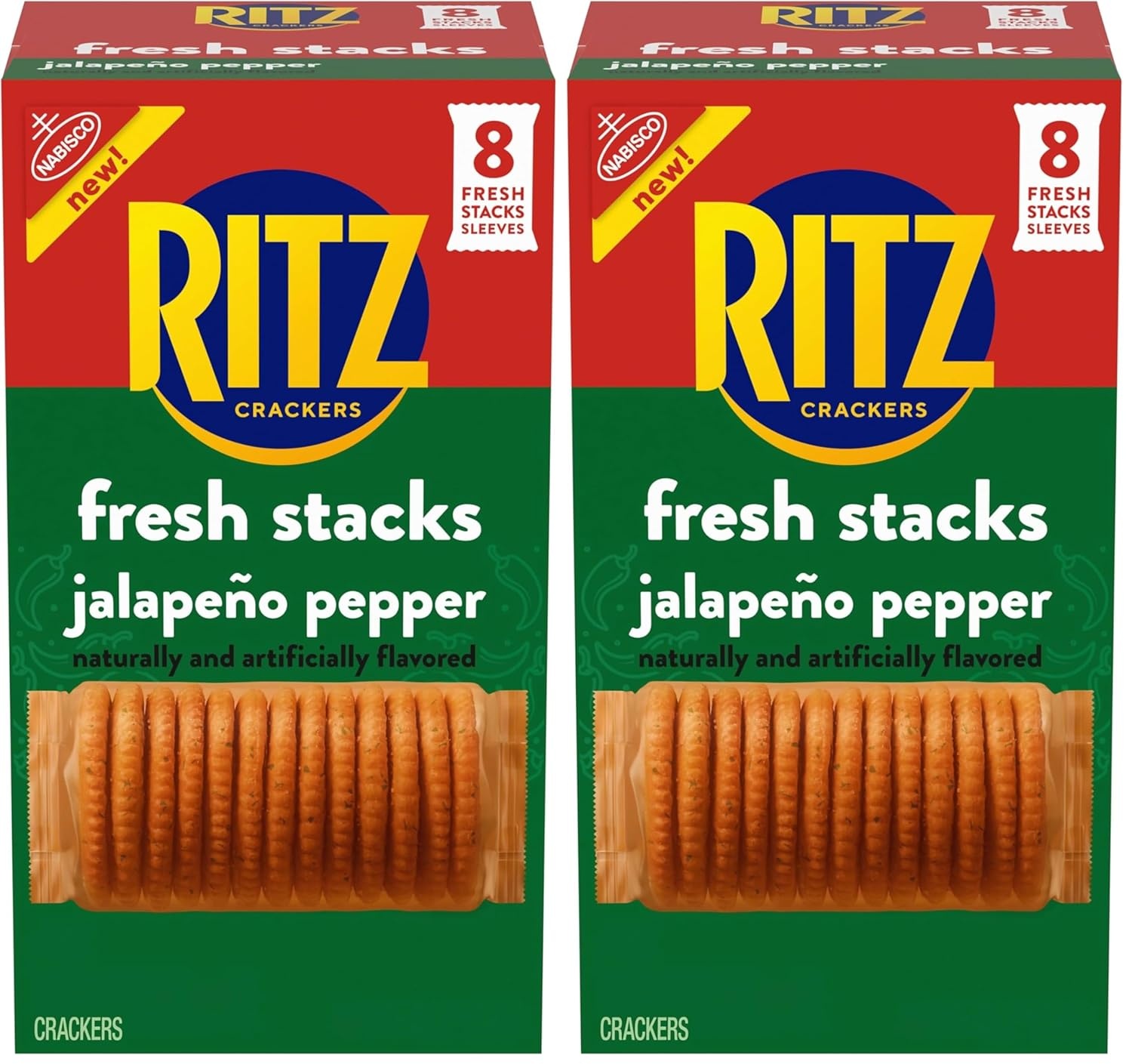 image:imageRITZ Fresh Stacks Savory Onion Crackers Travel Snacks 115 oz 8 Multi Snack PacksJalapeno