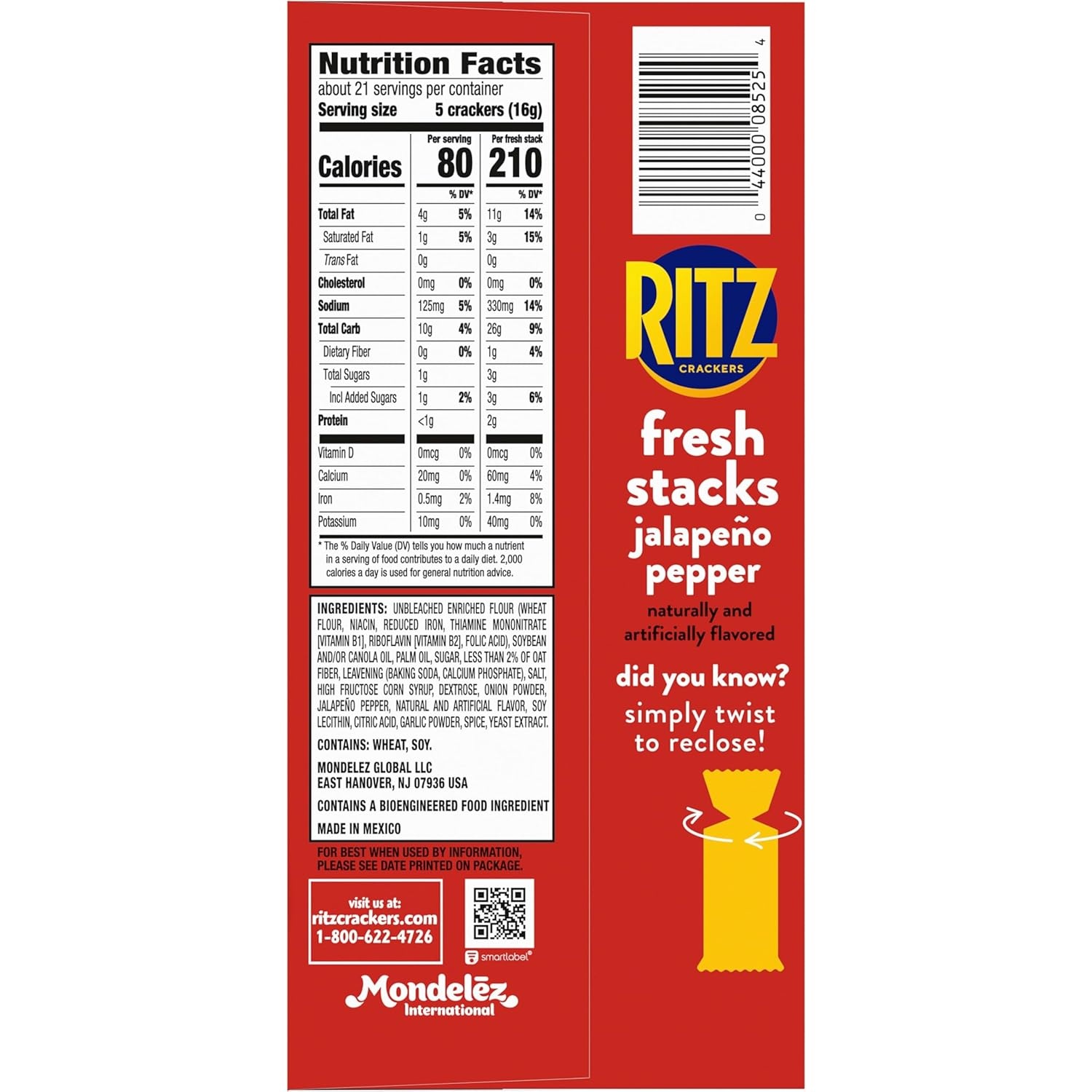 image:imageRITZ Fresh Stacks Savory Onion Crackers Travel Snacks 115 oz 8 Multi Snack PacksJalapeno