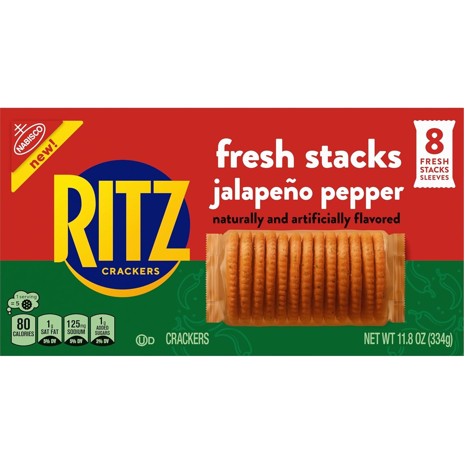 image:imageRITZ Fresh Stacks Savory Onion Crackers Travel Snacks 115 oz 8 Multi Snack PacksJalapeno
