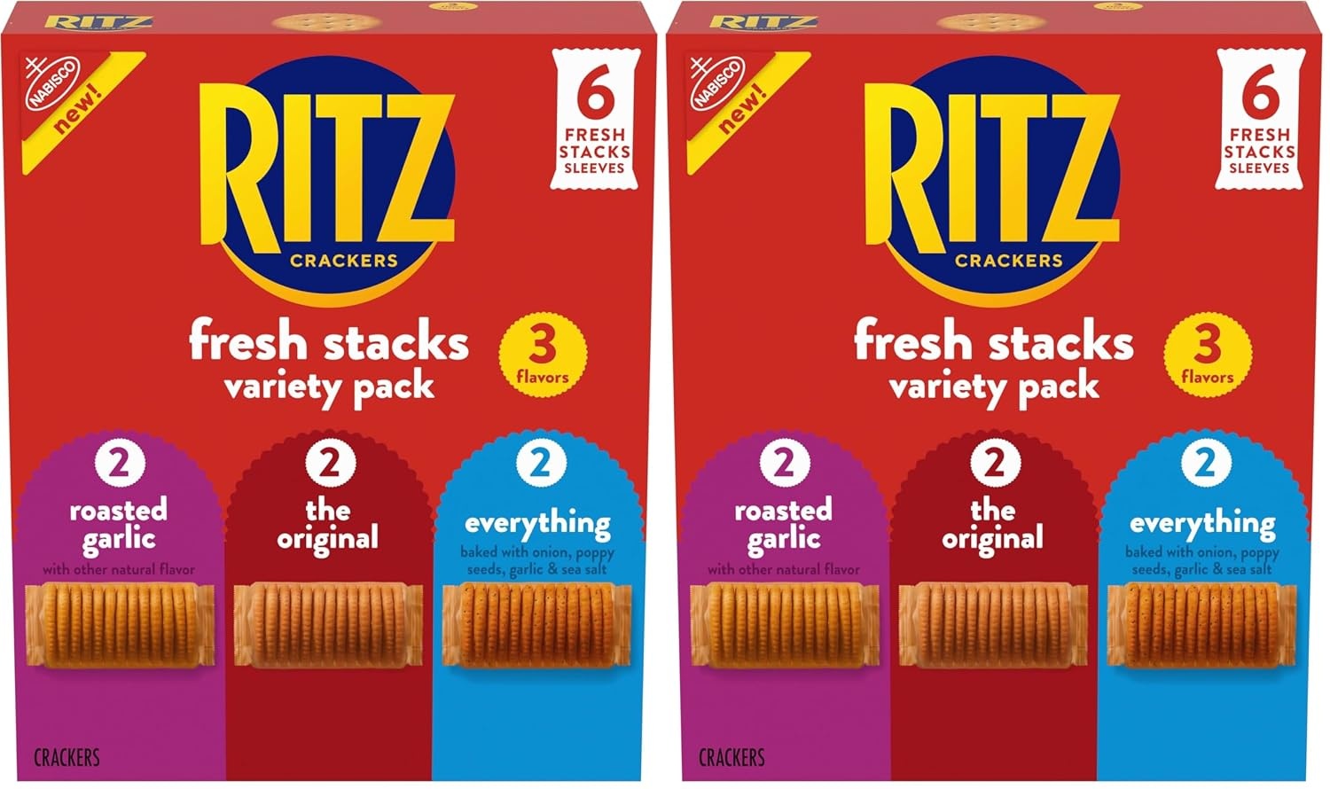 image:imageRITZ Fresh Stacks Savory Onion Crackers Travel Snacks 115 oz 8 Multi Snack PacksORIGINALGARLICEVERYTHING