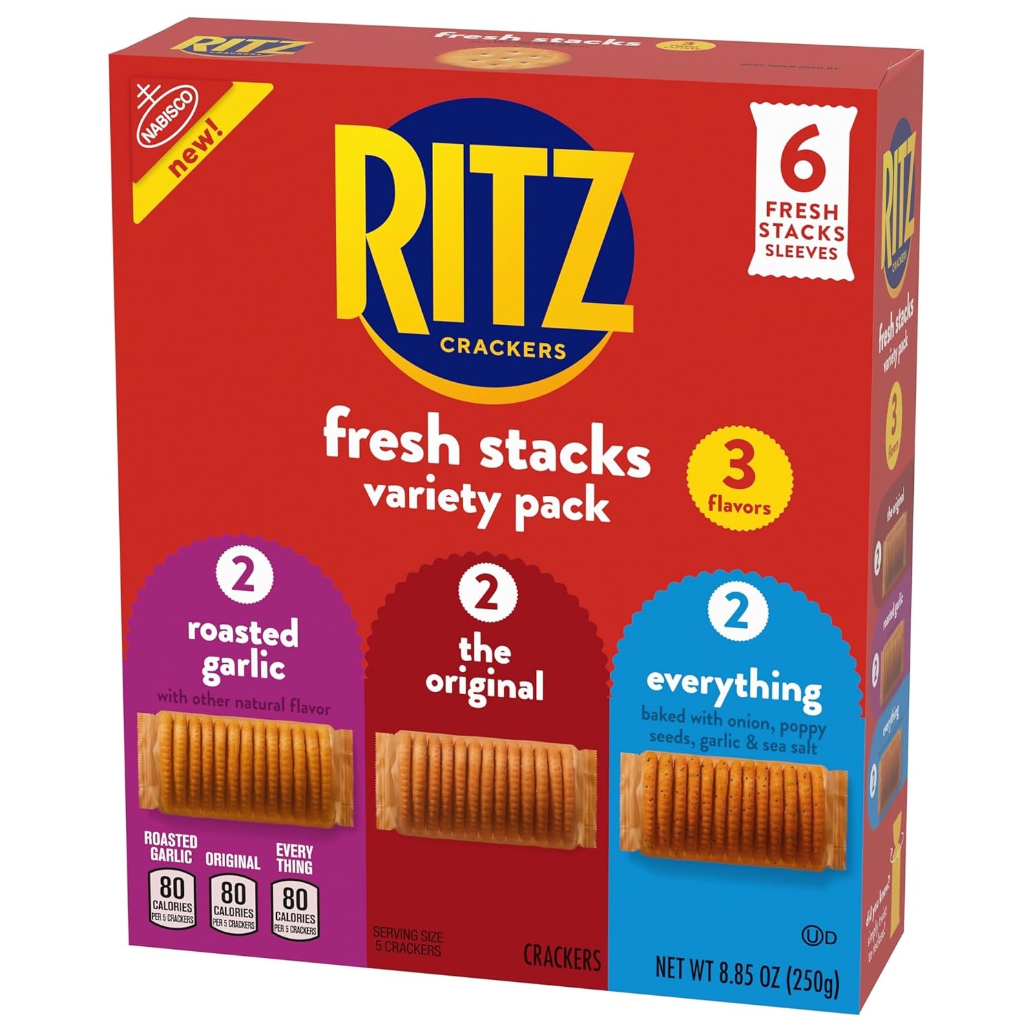 image:imageRITZ Fresh Stacks Savory Onion Crackers Travel Snacks 115 oz 8 Multi Snack PacksORIGINALGARLICEVERYTHING