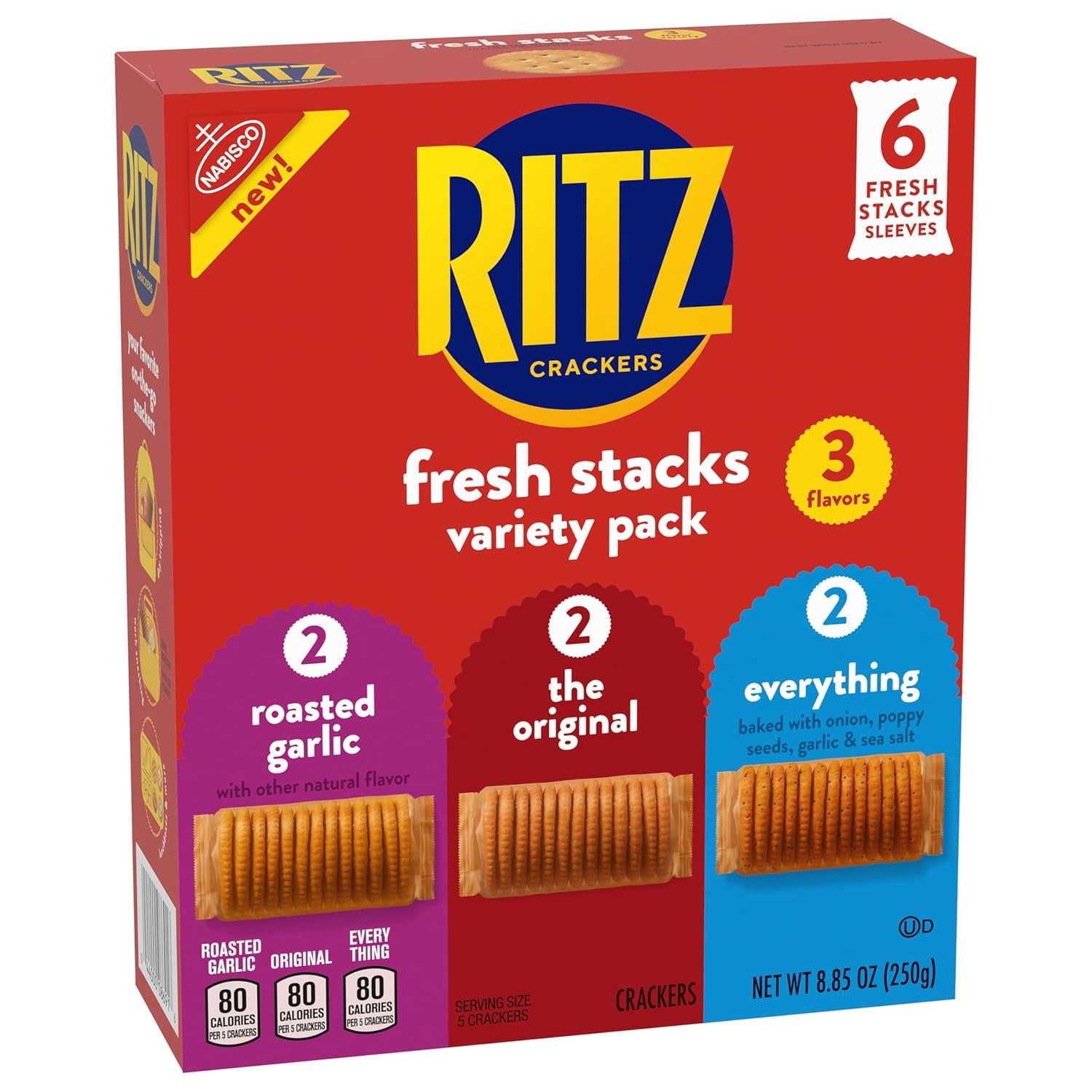 image:imageRITZ Fresh Stacks Savory Onion Crackers Travel Snacks 115 oz 8 Multi Snack PacksORIGINALGARLICEVERYTHING