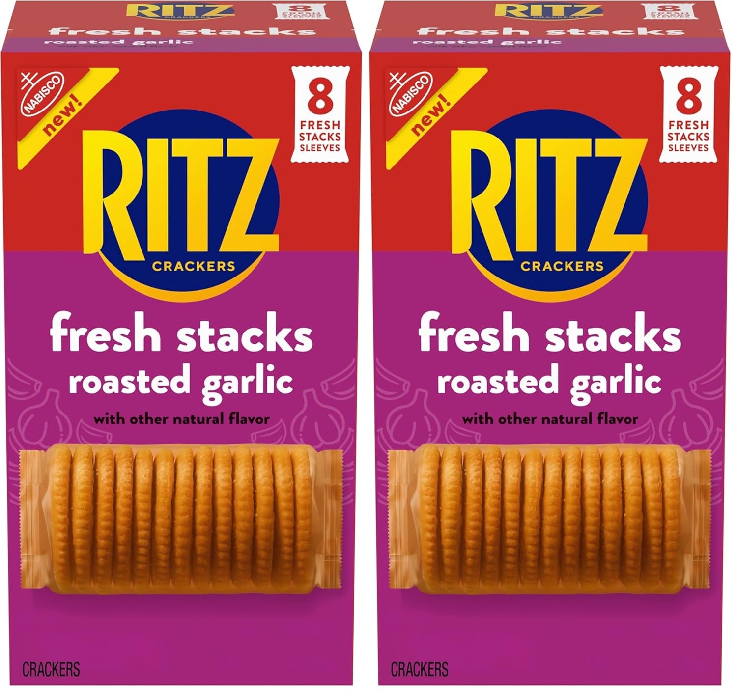 image:imageRITZ Fresh Stacks Savory Onion Crackers Travel Snacks 115 oz 8 Multi Snack PacksRoasted Garlic