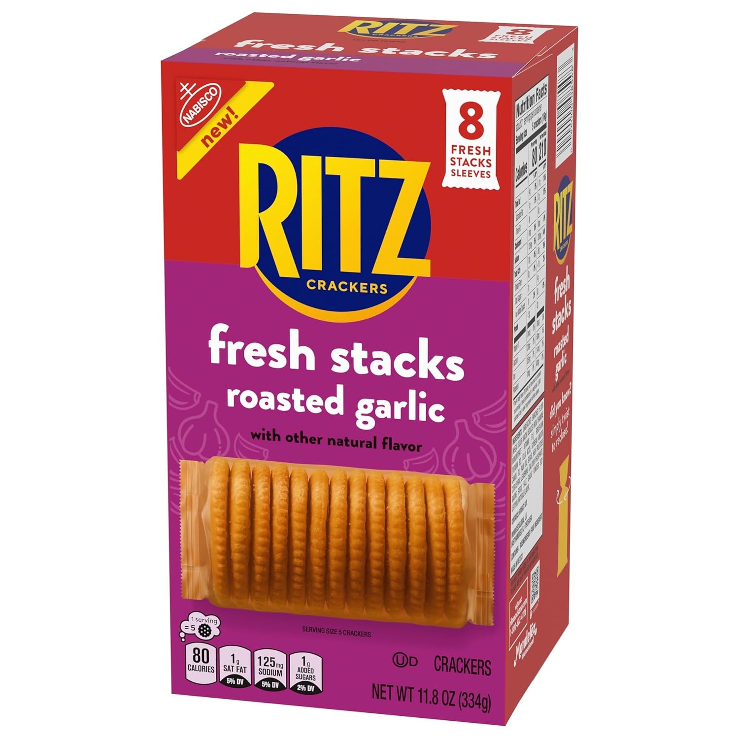 image:imageRITZ Fresh Stacks Savory Onion Crackers Travel Snacks 115 oz 8 Multi Snack PacksRoasted Garlic