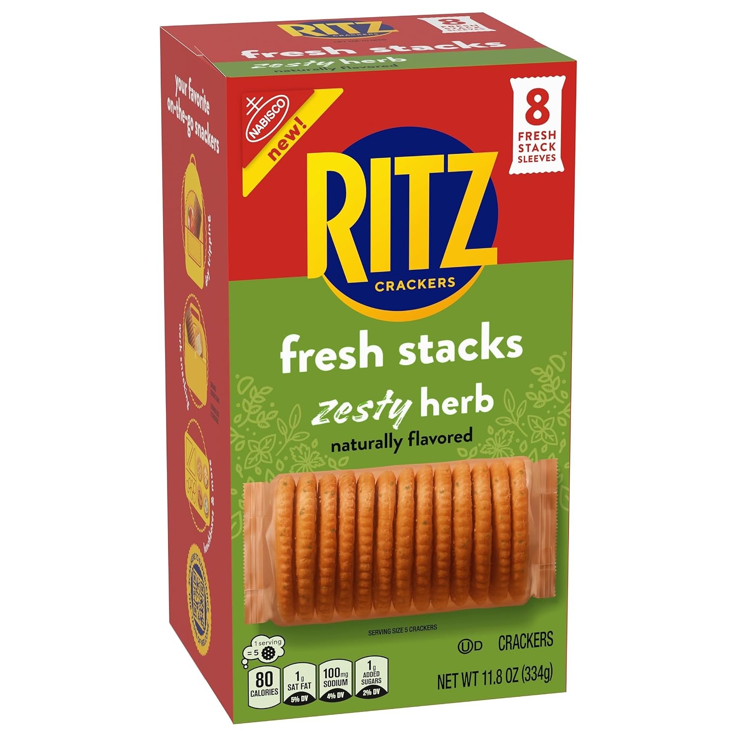 image:imageRITZ Fresh Stacks Savory Onion Crackers Travel Snacks 115 oz 8 Multi Snack PacksZesty Herb