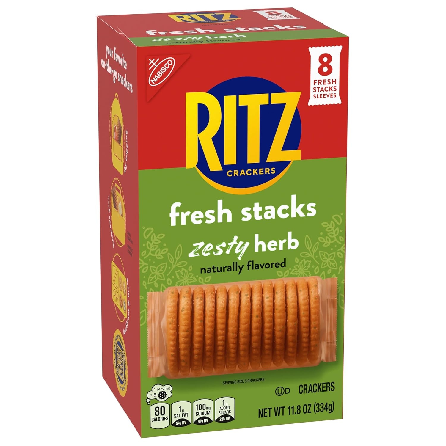 image:imageRITZ Fresh Stacks Savory Onion Crackers Travel Snacks 115 oz 8 Multi Snack PacksZesty Herb