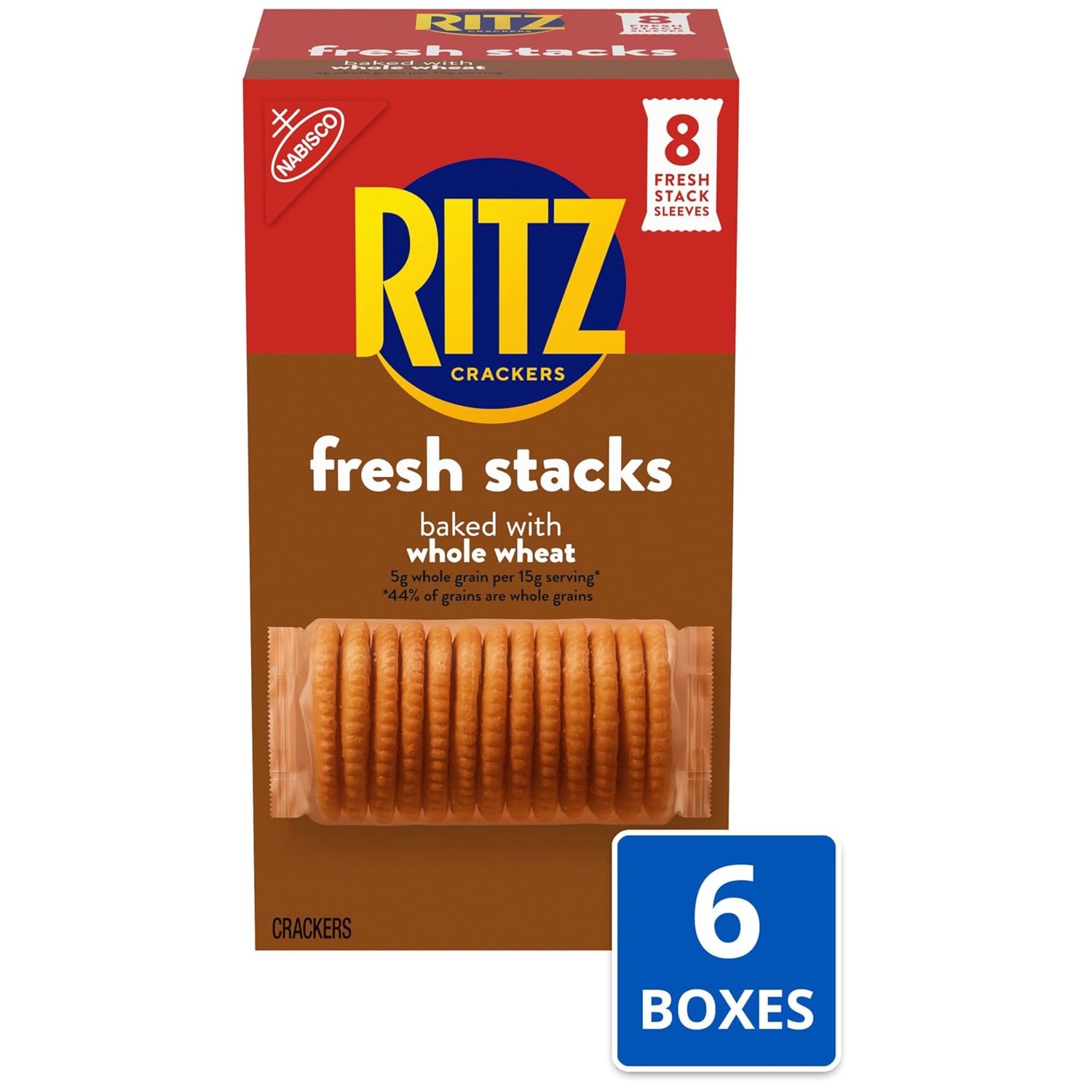 image:imageRITZ Fresh Stacks Whole Wheat Crackers Bulk Travel Snacks 6 Boxes 48 Multi Snack PacksWhole Wheat