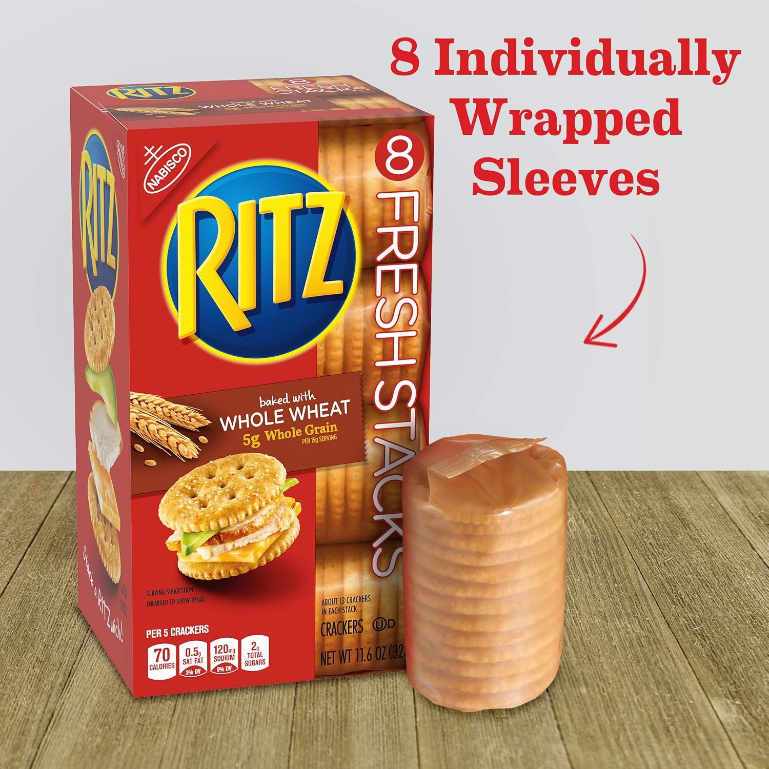 image:imageRITZ Fresh Stacks Whole Wheat Crackers Bulk Travel Snacks 6 Boxes 48 Multi Snack PacksWhole Wheat