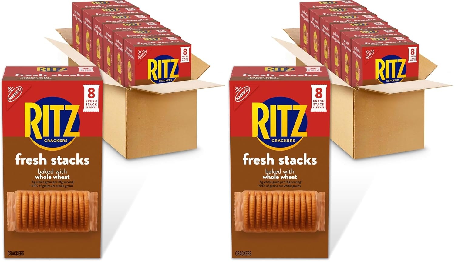 image:imageRITZ Fresh Stacks Whole Wheat Crackers Bulk Travel Snacks 6 Boxes 48 Multi Snack PacksWhole Wheat