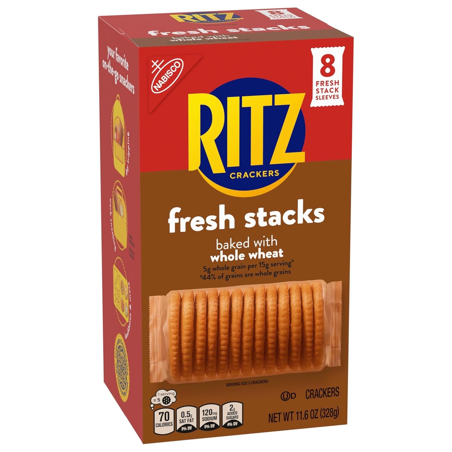 image:imageRITZ Fresh Stacks Whole Wheat Crackers Bulk Travel Snacks 6 Boxes 48 Multi Snack PacksWhole Wheat