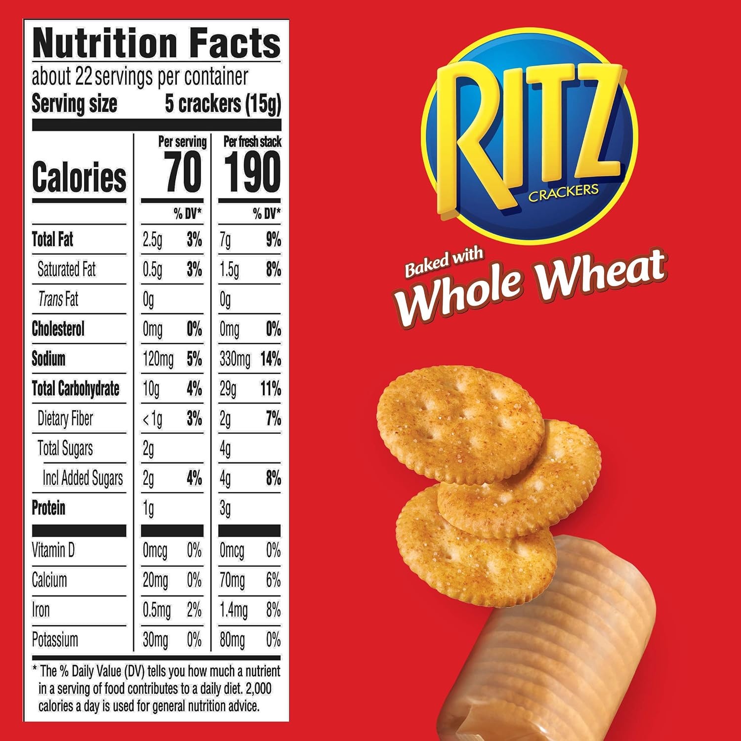 image:imageRITZ Fresh Stacks Whole Wheat Crackers Bulk Travel Snacks 6 Boxes 48 Multi Snack PacksWhole Wheat
