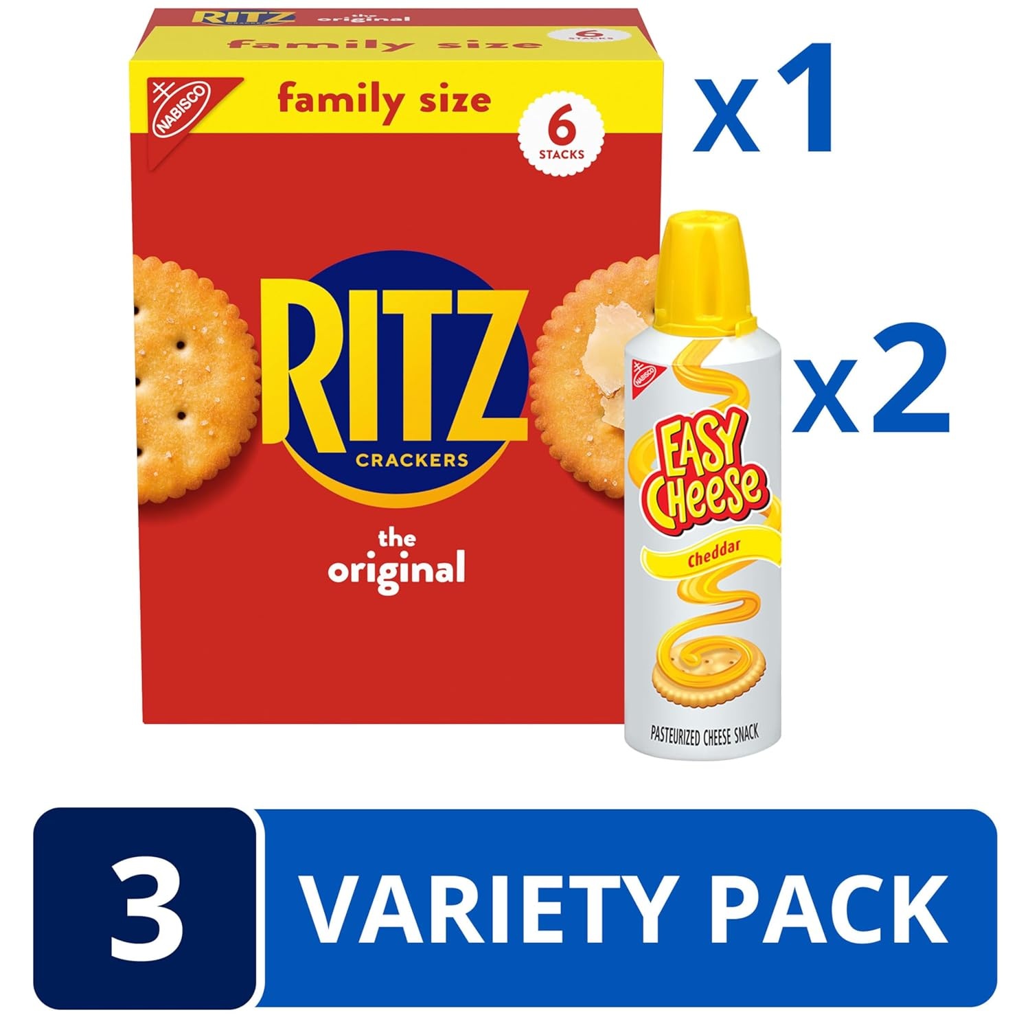 image:imageRITZ Original Crackers and Easy Cheese Cheddar Snack Variety Pack 1 Family Size Box amp 2 Cans
