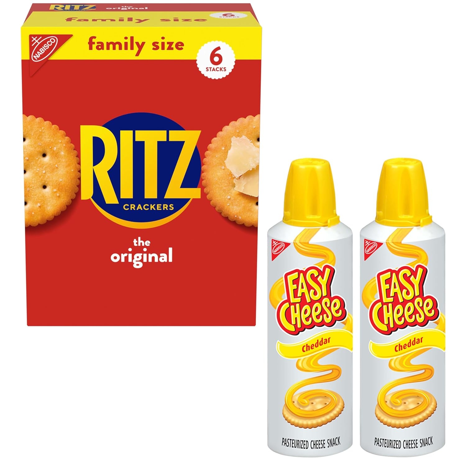 image:imageRITZ Original Crackers and Easy Cheese Cheddar Snack Variety Pack 1 Family Size Box amp 2 Cans