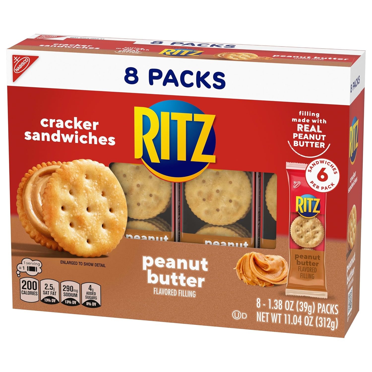 image:imageRITZ Peanut Butter Sandwich Crackers Lunch Snacks 112 Snack Packs 14 Boxes 6 Crackers Per Pack034 Ounce Pack of 32