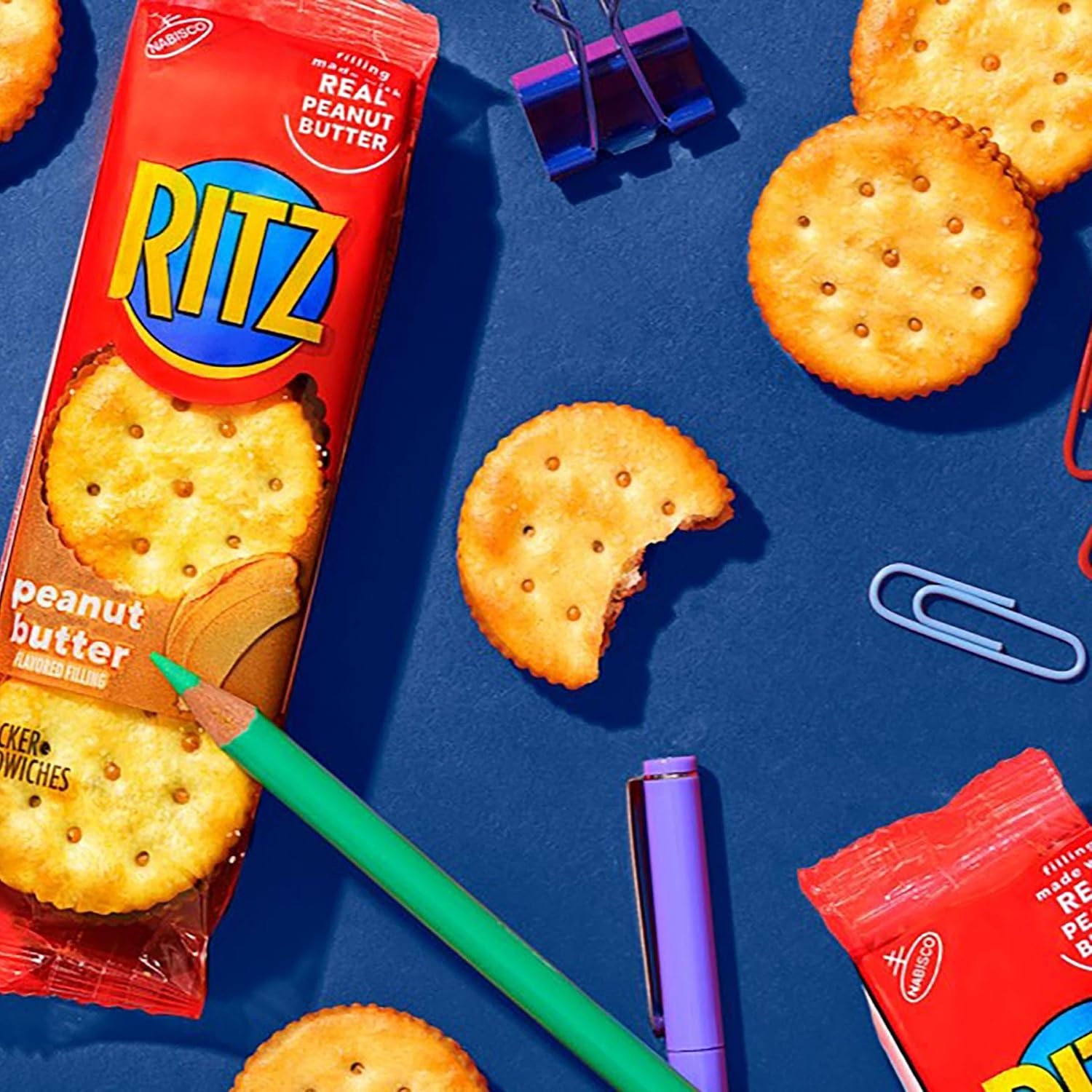 image:imageRITZ Peanut Butter Sandwich Crackers Lunch Snacks 112 Snack Packs 14 Boxes 6 Crackers Per Pack034 Ounce Pack of 32