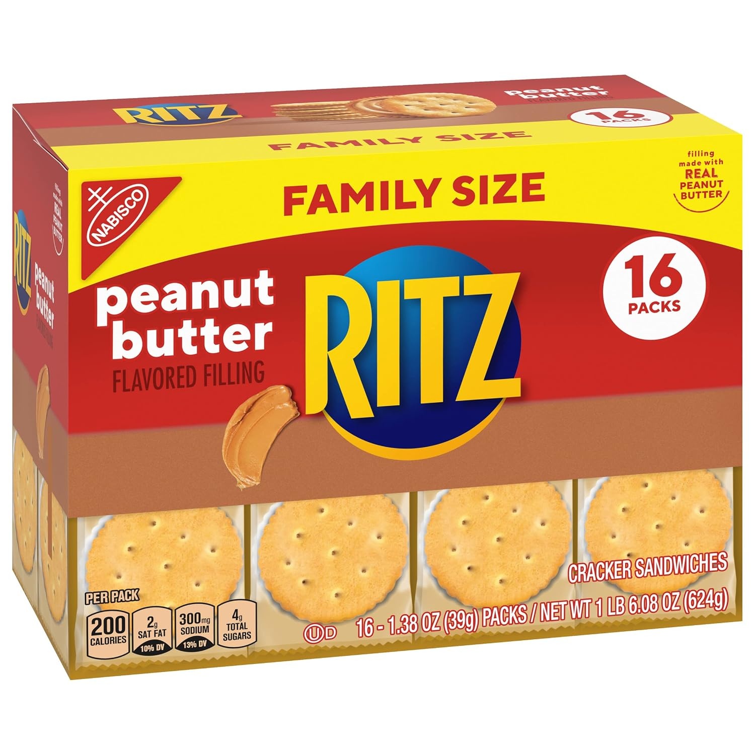 image:imageRITZ Peanut Butter Sandwich Crackers Lunch Snacks 48 Snack Packs 6 Boxes 6 Crackers Per PackPeanut butter