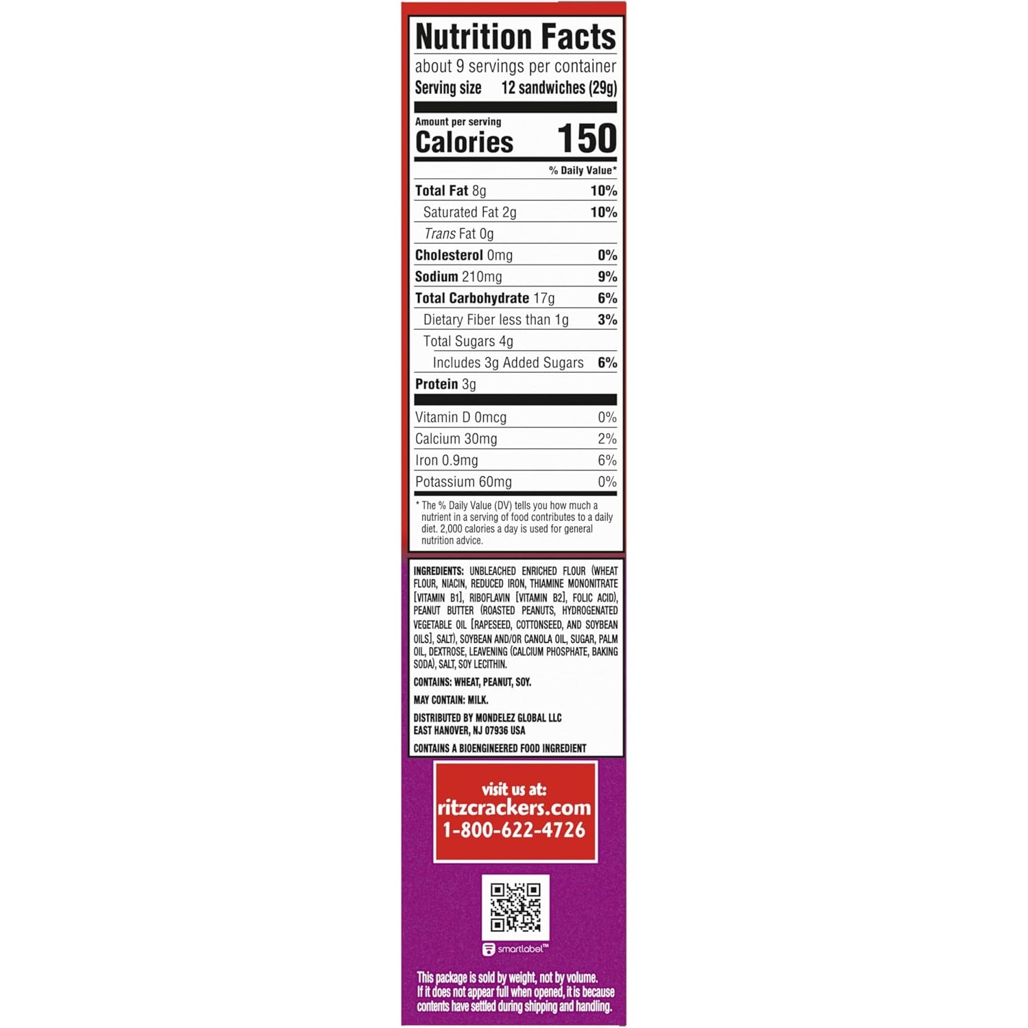 image:imageRITZ Peanut Butter Sandwich Crackers Lunch Snacks 48 Snack Packs 6 Boxes 6 Crackers Per PackPeanut butter