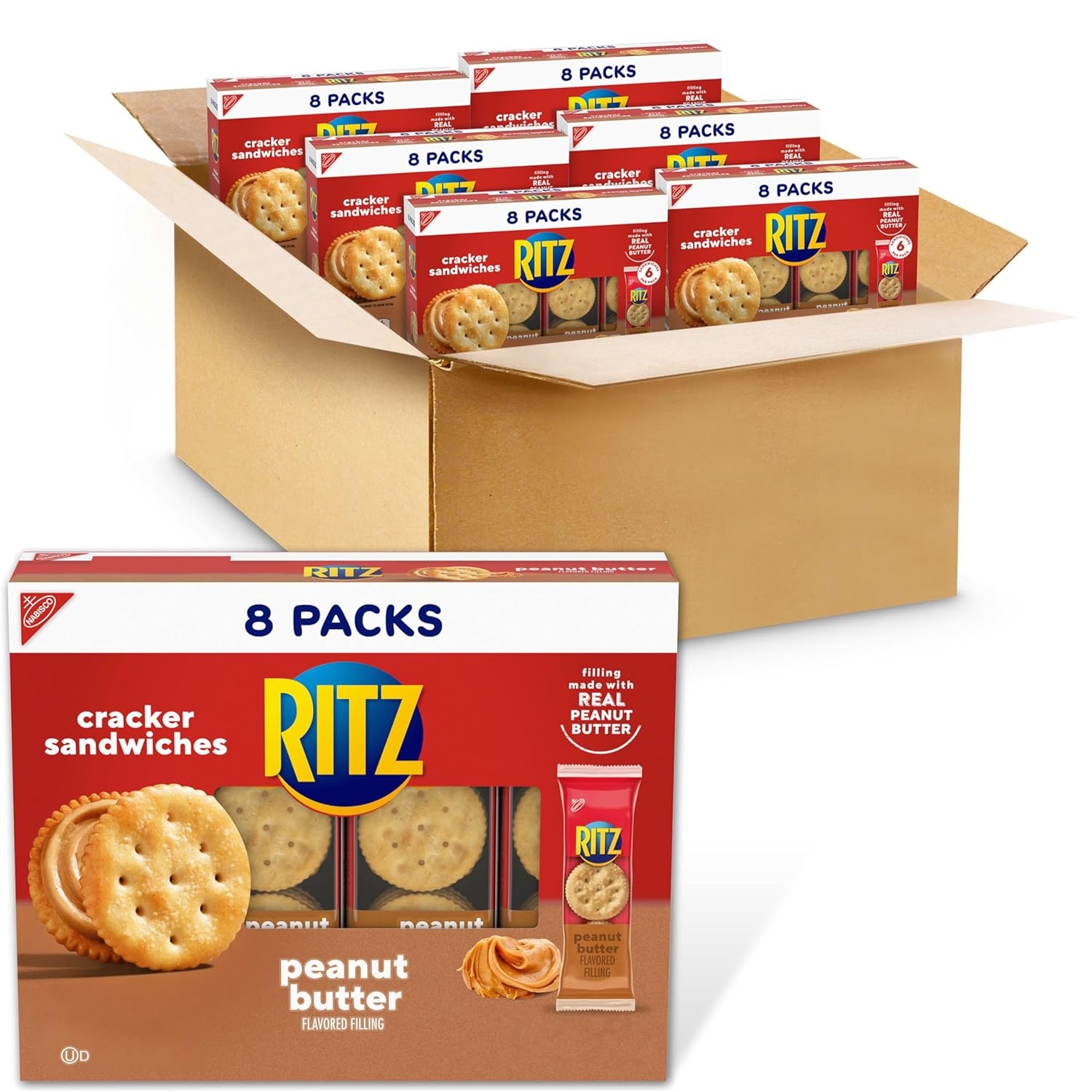 image:imageRITZ Peanut Butter Sandwich Crackers Lunch Snacks 48 Snack Packs 6 Boxes 6 Crackers Per PackPeanut butter