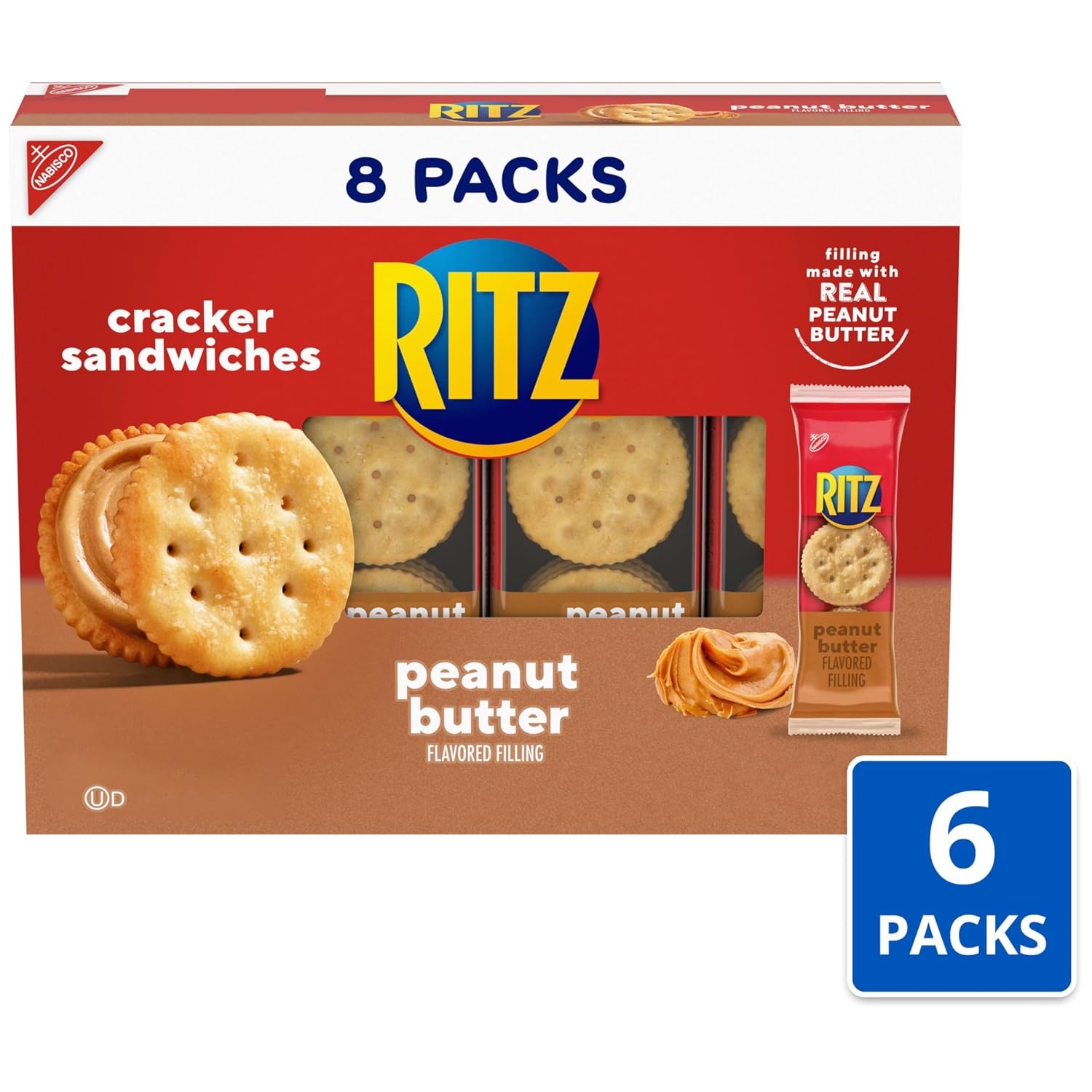 image:imageRITZ Peanut Butter Sandwich Crackers Lunch Snacks 48 Snack Packs 6 Boxes 6 Crackers Per PackPeanut butter