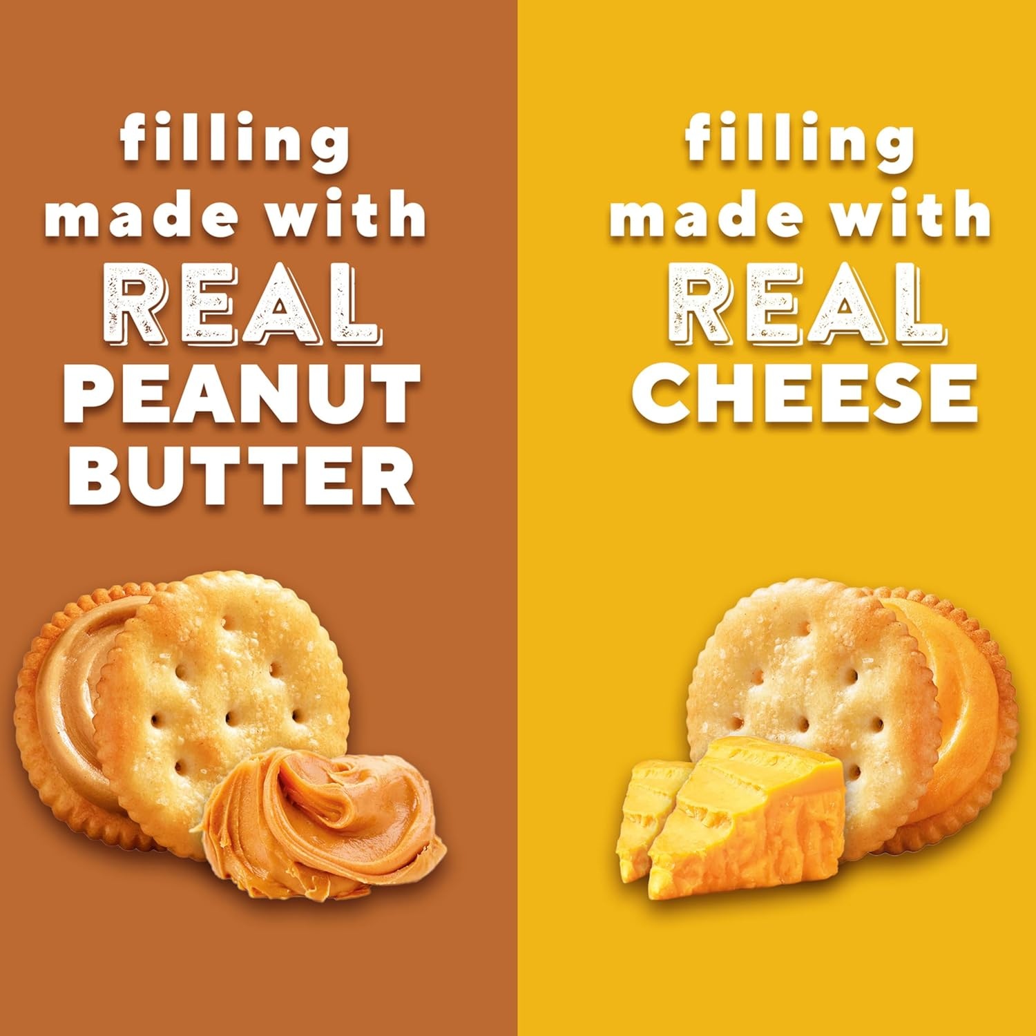 image:imageRITZ Peanut Butter and Cheese Sandwich Crackers Variety Pack Lunch Snacks 32 Snack Packs 6 Crackers Per Pack4368 Ounce Pack of 1