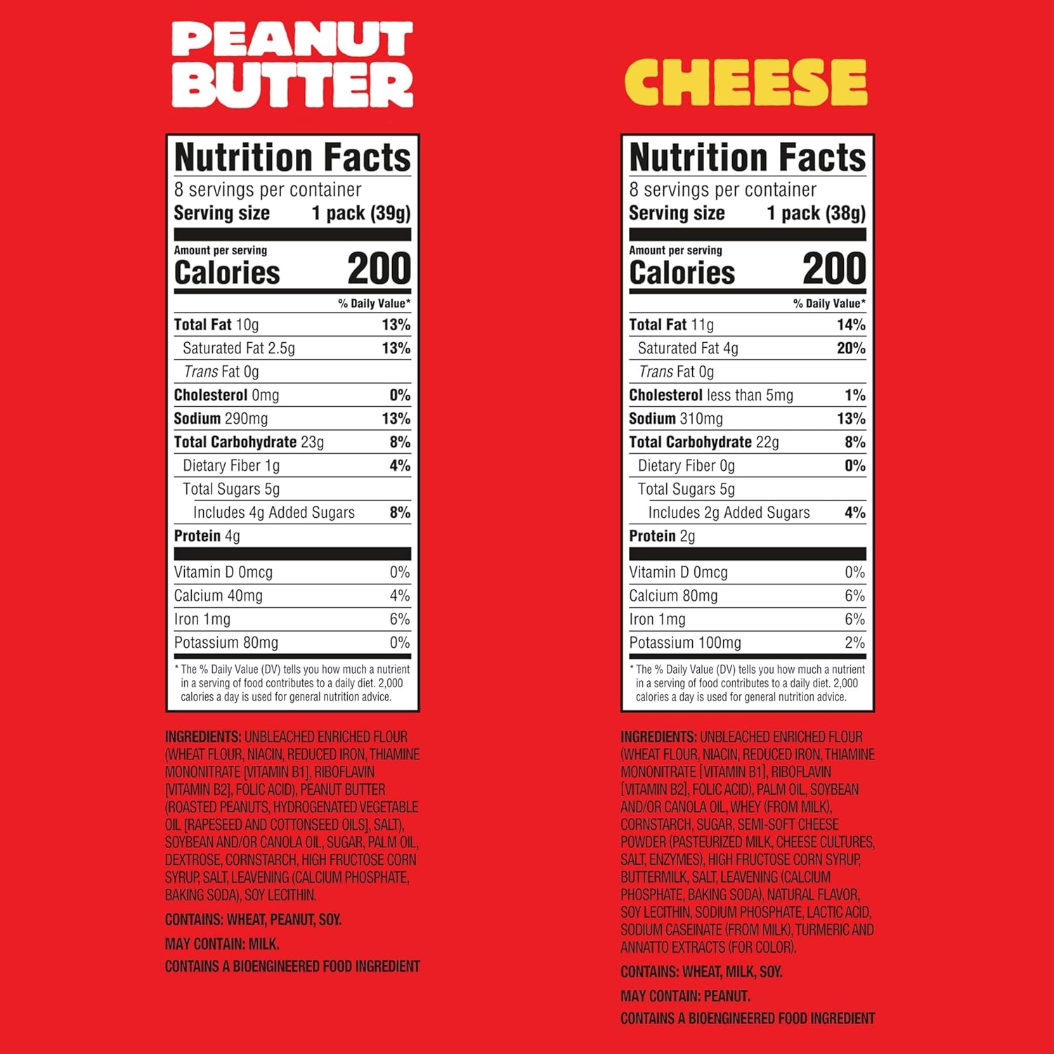 image:imageRITZ Peanut Butter and Cheese Sandwich Crackers Variety Pack Lunch Snacks 32 Snack Packs 6 Crackers Per Pack4368 Ounce Pack of 1