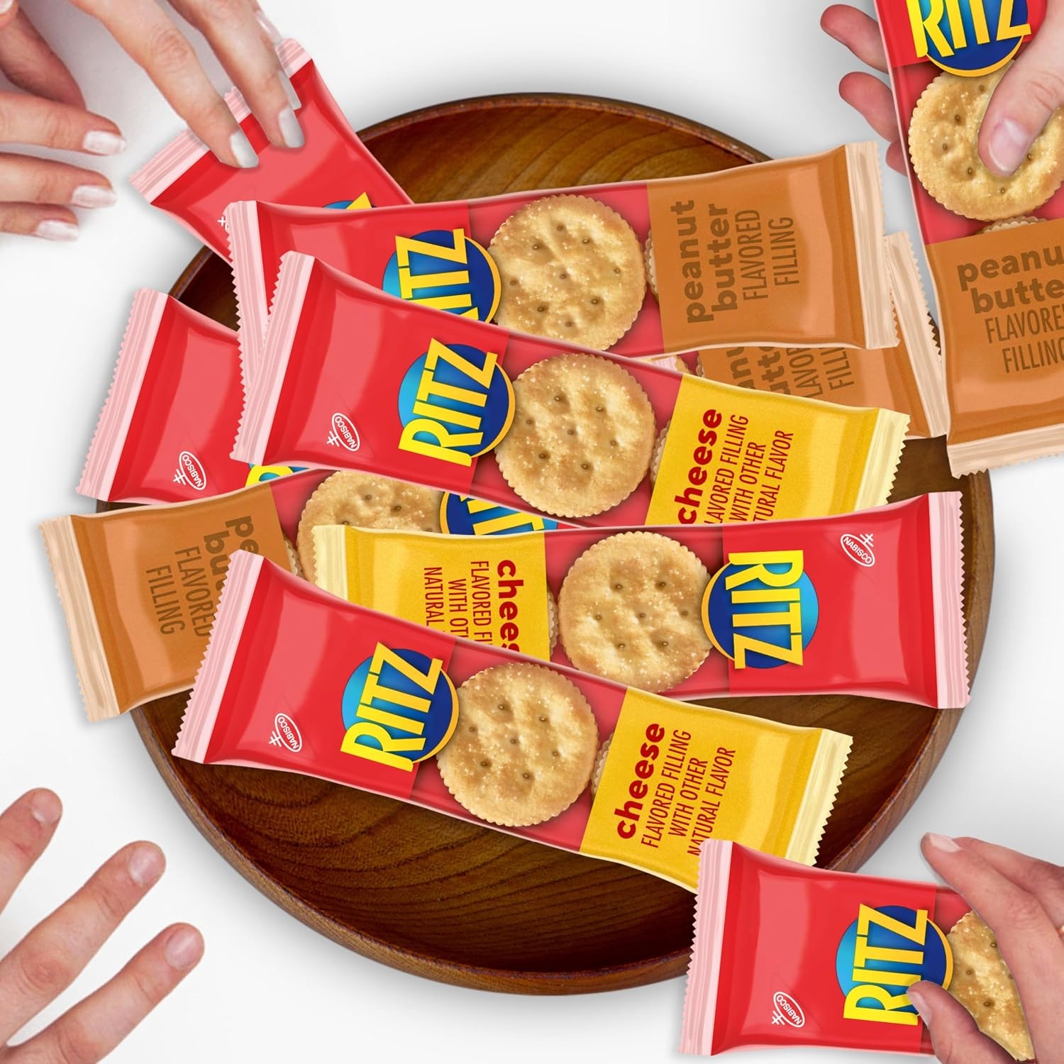 image:imageRITZ Peanut Butter and Cheese Sandwich Crackers Variety Pack Lunch Snacks 32 Snack Packs 6 Crackers Per Pack4368 Ounce Pack of 115