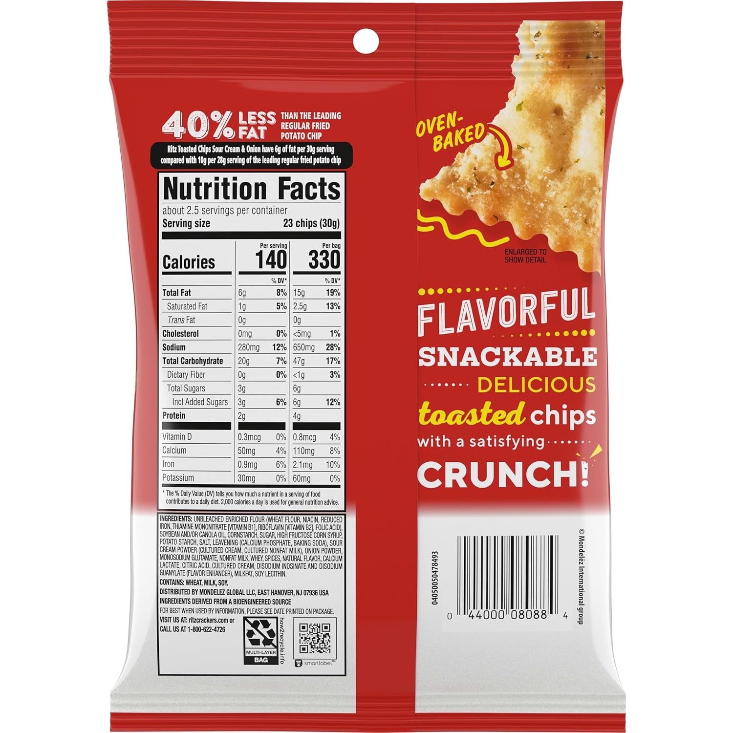 image:imageRITZ Toasted Chips Sour Cream and Onion Crackers Bulk Individual Snacks 12 Snack Packs