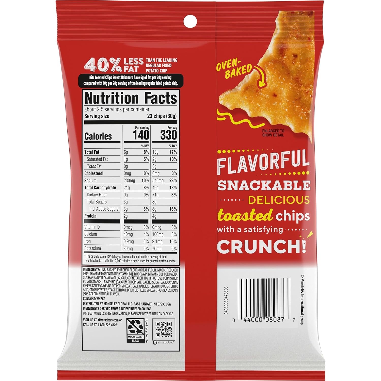 image:imageRITZ Toasted Chips Sweet Habanero Crackers Bulk Individual Snacks 12 Snack Packs