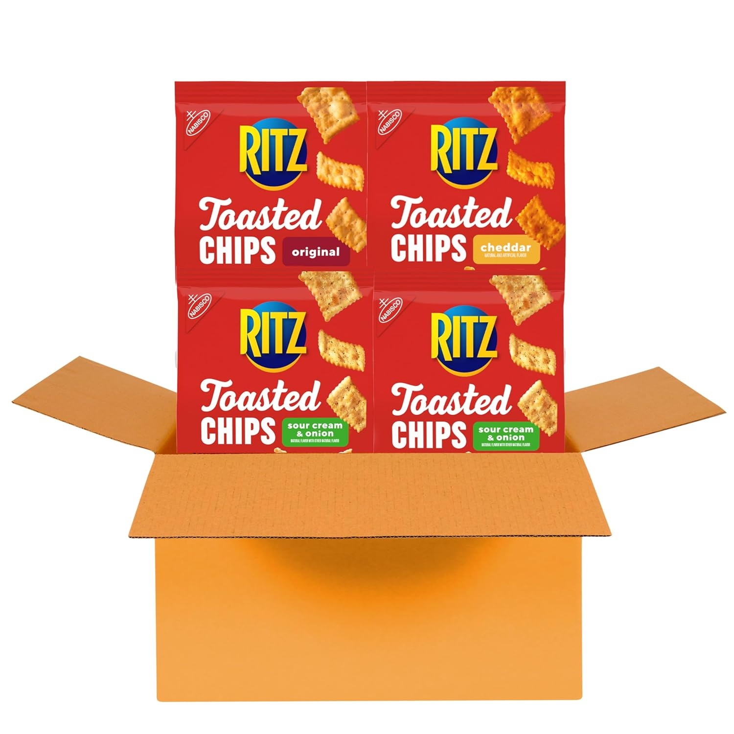 image:imageRITZ Toasted Chips Variety Pack Cheddar Sour Cream and Onion and Original Crackers Party Snacks Bulk Snacks 4 Bags