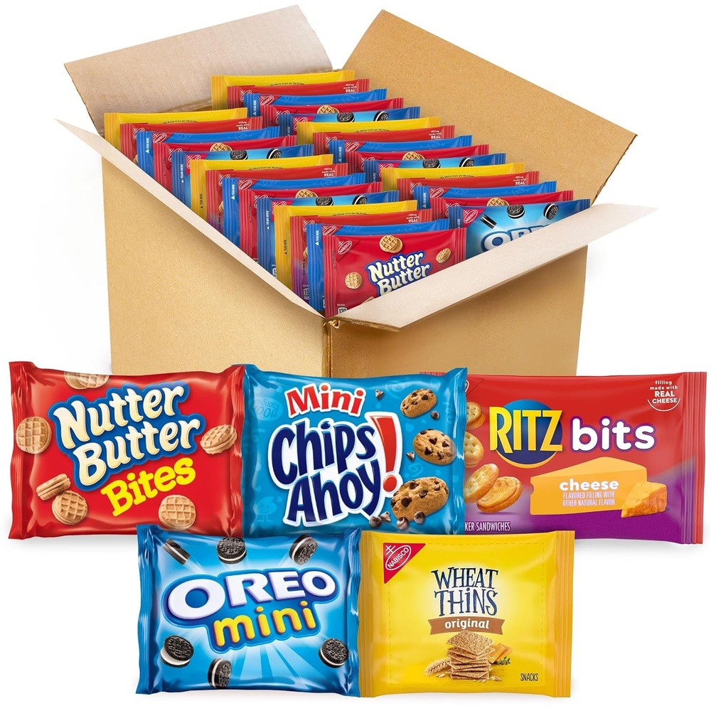 image:imageOREO Mini Cookies Mini CHIPS AHOY Cookies RITZ Bits Cheese Crackers Nutter Butter Bites amp Wheat Thins Crackers Nabisco Cookie amp Cracker Variety Pack 50 Snack Packs
